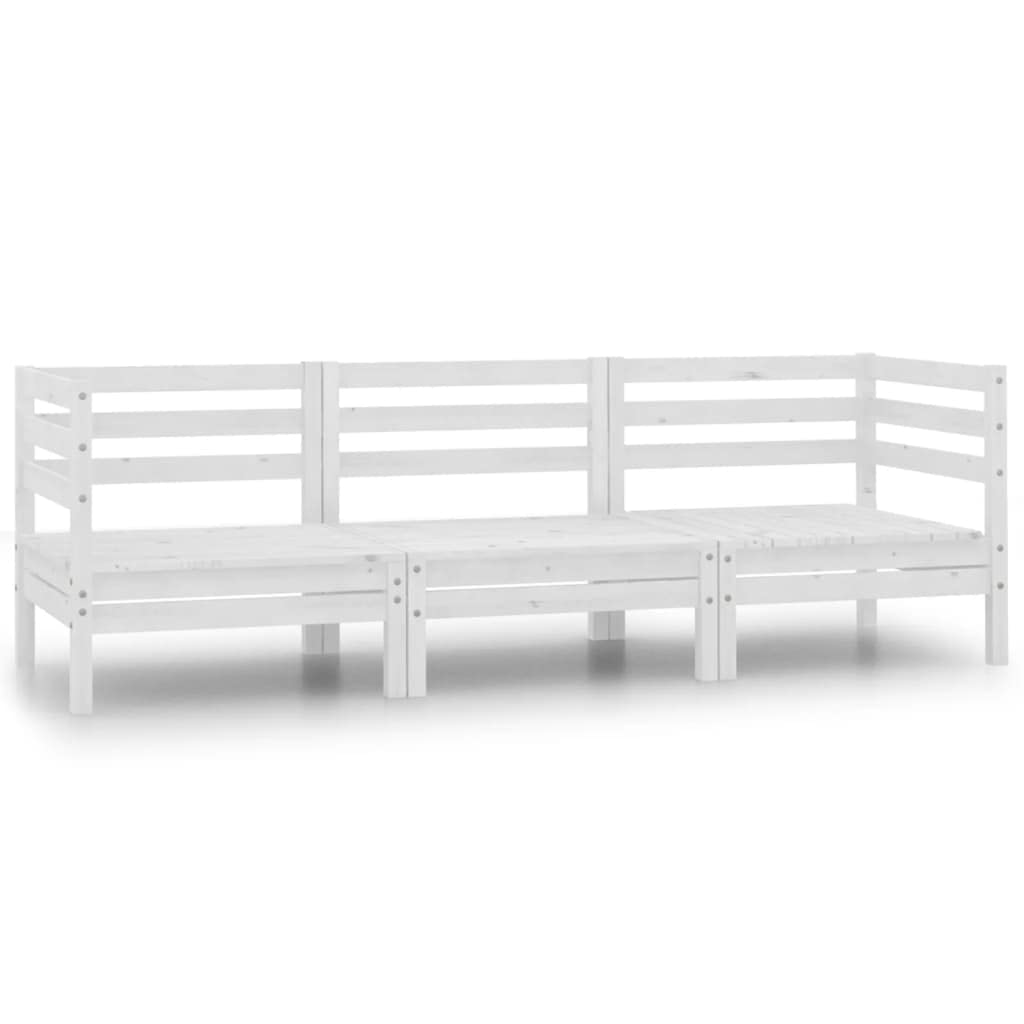 3-Piece Patio Lounge Set - All-Weather Resistant Outdoor Furniture for Terrace, Deck, Balcony, Garden & Lawn - Solid Pinewood White - Perfect for Relaxing, Entertaining & Enjoying Outdoor Living Spaces