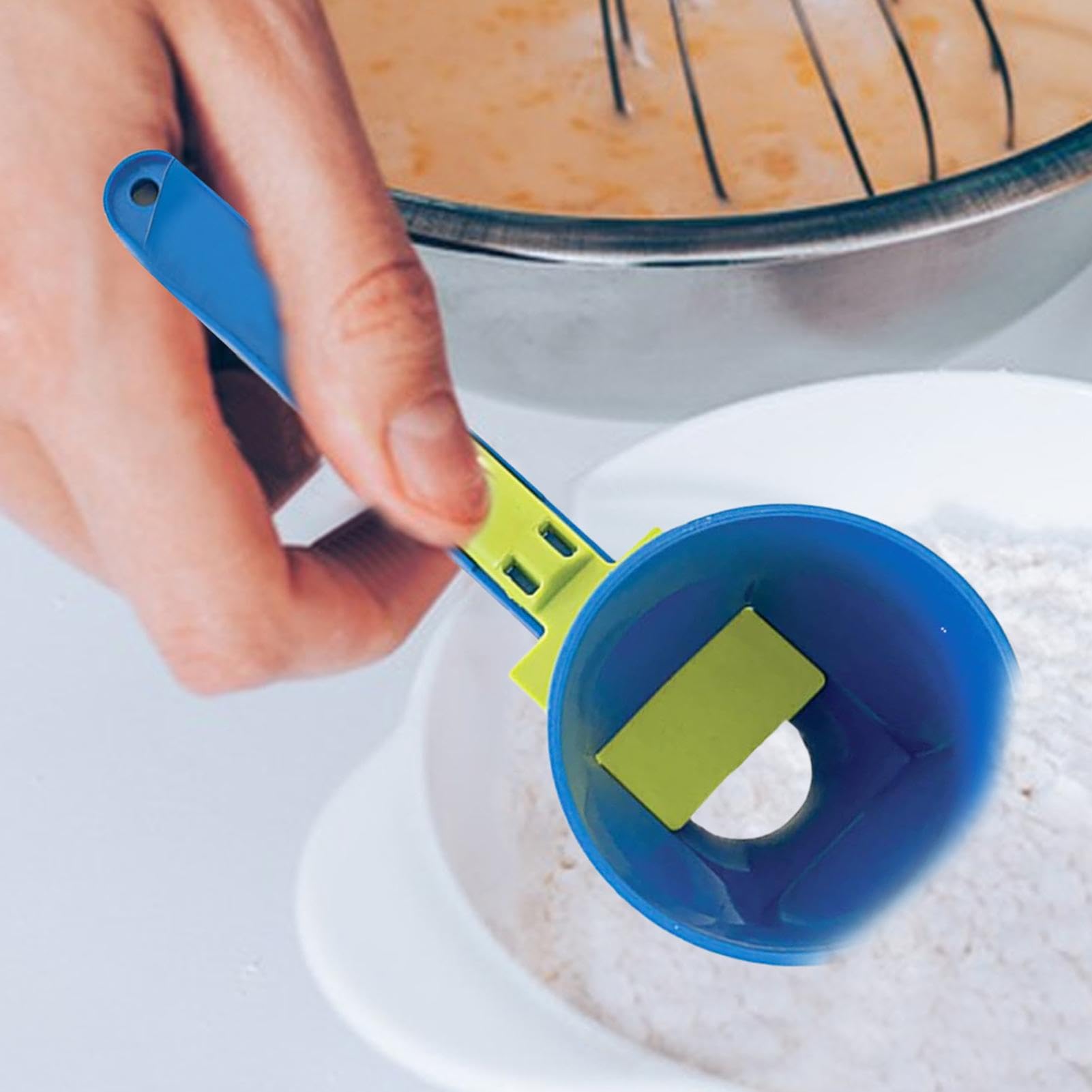 4-Piece Funnel Scoop Set - No Spill 2-in-1 Measuring Scoop with Sliding Base & Long Handle for Protein Powder, Baby Formula, Gym Supplements | Perfect for Kitchen, Bodybuilding & Travel Use
