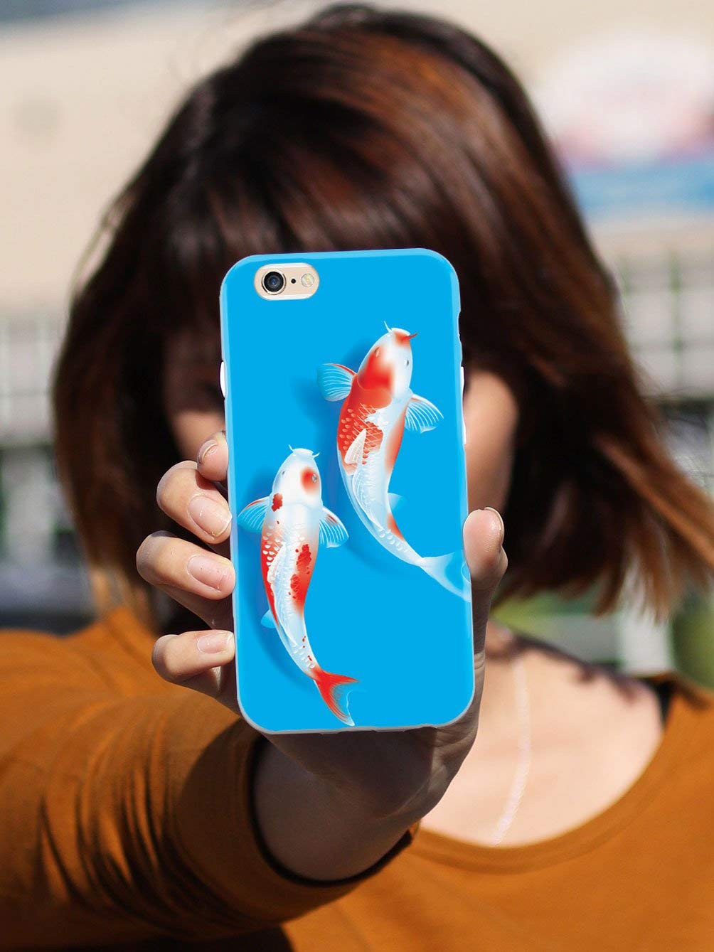 Premium 3D Textured Koi Fish Phone Case for iPhone 8 Plus - Shockproof Protective Cover with Stylish Design - Perfect for Daily Use, Travel & Outdoor Activities