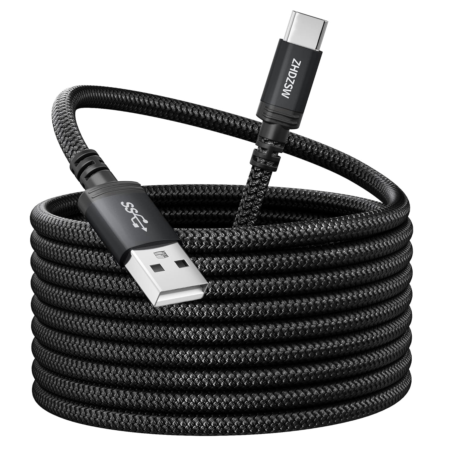 4M Extra Long USB C to USB C Fast Charging Cable 3.1A Braided Nylon Cord - Compatible with PS5 Controller, Samsung Galaxy S10/S9/S8 Plus, Note 10/9/8, LG V30/V20/G6/G5, Moto, Huawei, Mi9/8 - Perfect for Gaming, Travel & Home Charging