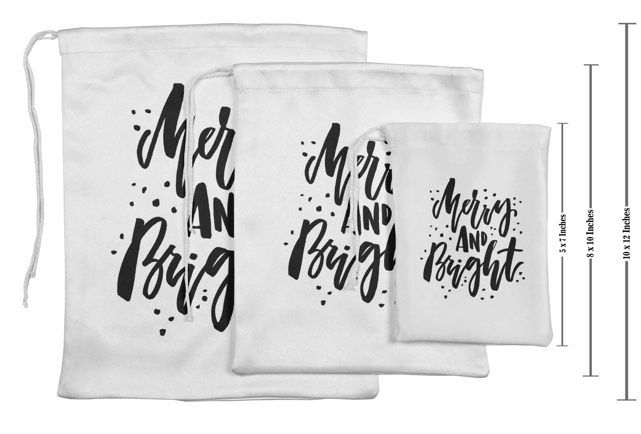 White Merry & Bright Christmas Party Supplies - 15pcs Gift Pouches & Favor Candy Bags for Holiday Celebrations, Stocking Stuffers & Festive Treats