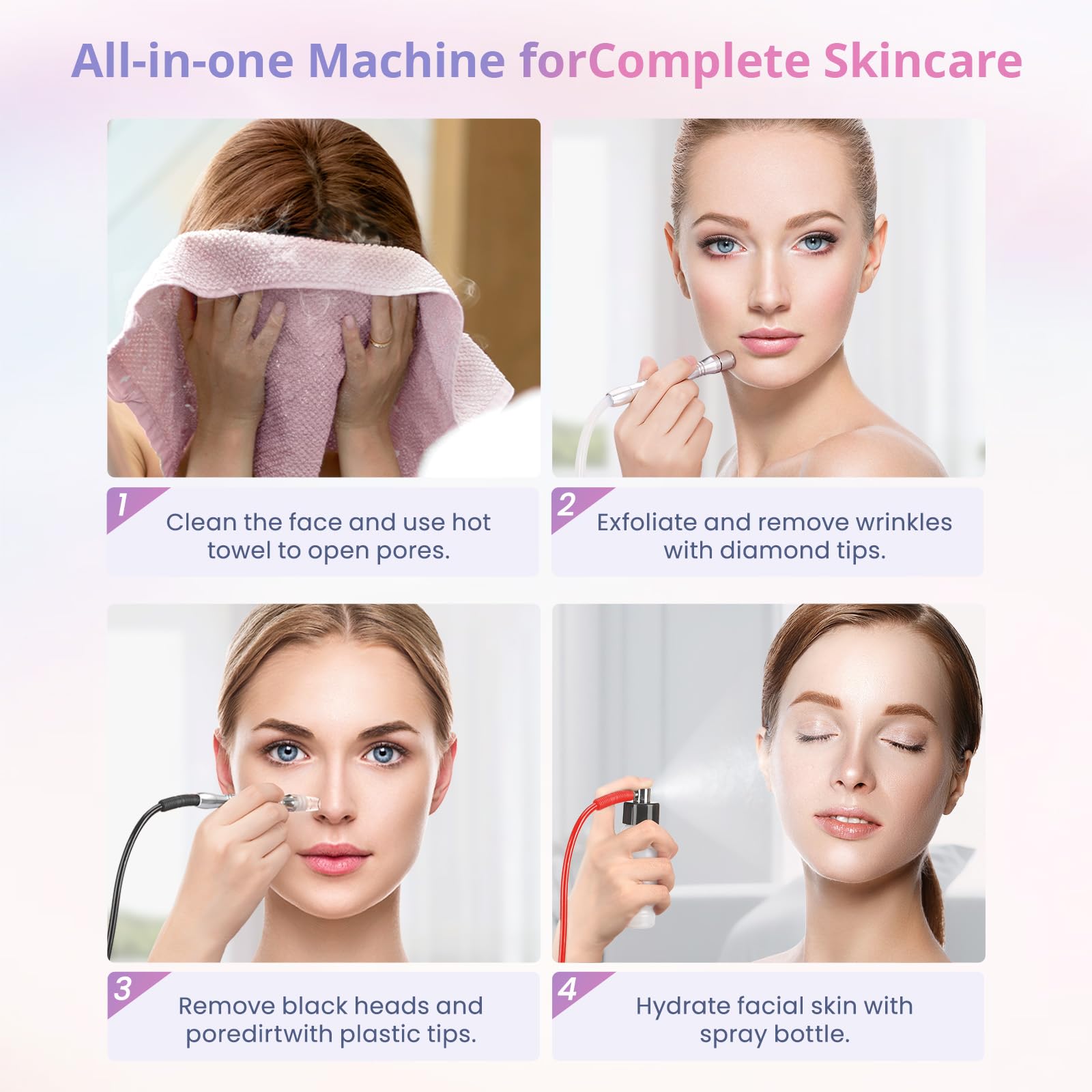 Professional Diamond Microdermabrasion Machine for Face & Body - Salon & Home Use Skin Exfoliation Device - At-Home Spa Treatment for Glowing Skin