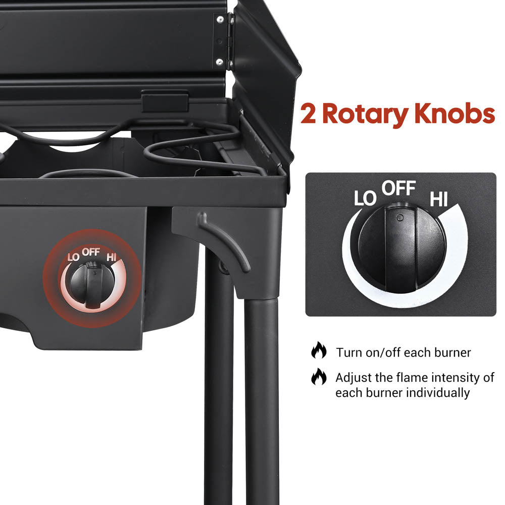 High-Powered 150,000 BTU Outdoor Propane Burner with Stand & Wind Guard - Perfect for Camping, Backyard BBQs, and Outdoor Cooking