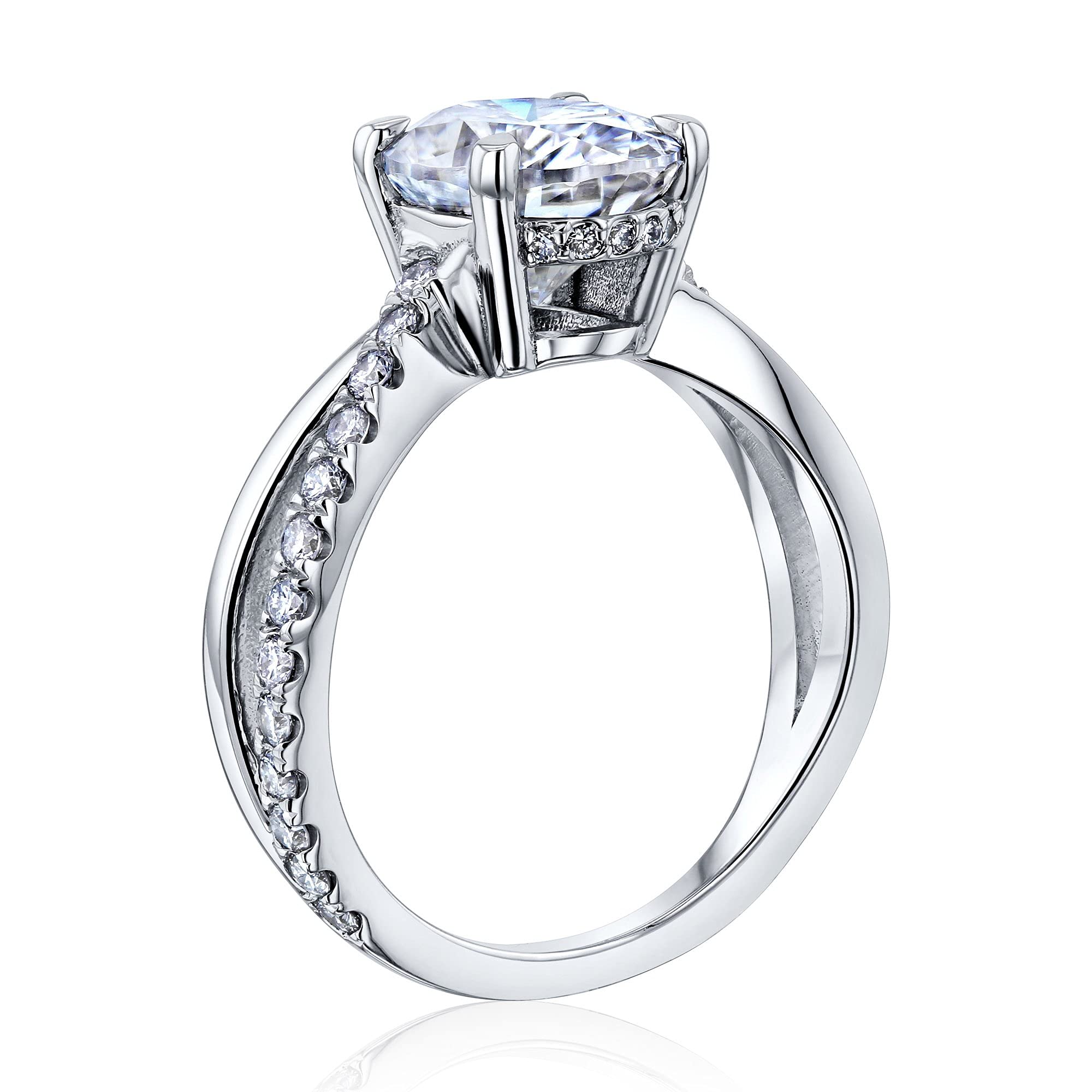 Kobelli Ribbon Bypass Oval Moissanite Engagement Ring for Women - 14K White Gold Wedding Band, Dainty Bridal Jewelry Gift for Her, Perfect for Proposals, Anniversaries & Special Occasions