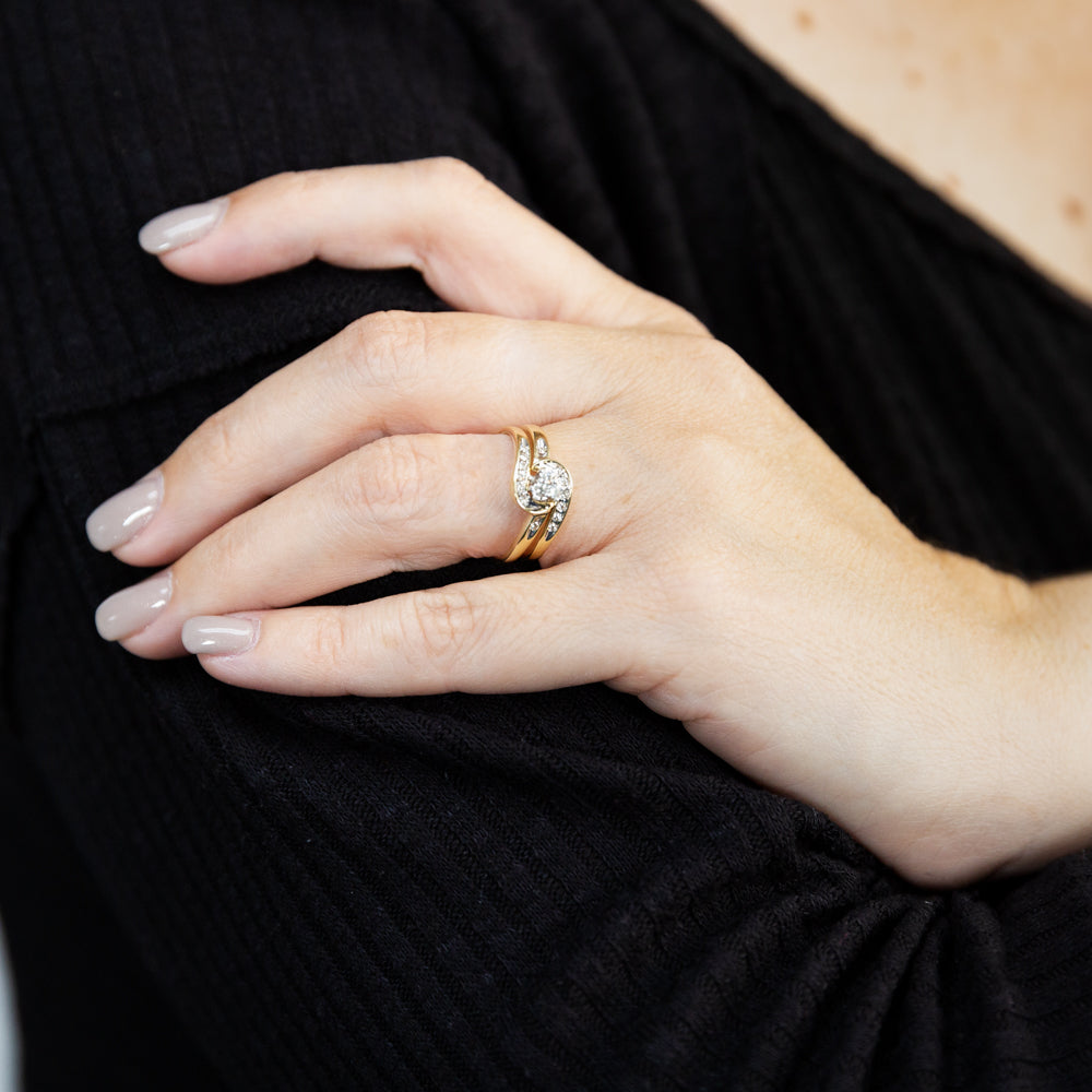 1/4 Carat Diamond Bridal Ring Set in 9K Yellow Gold - Perfect for Engagement, Wedding & Anniversary Gifts
