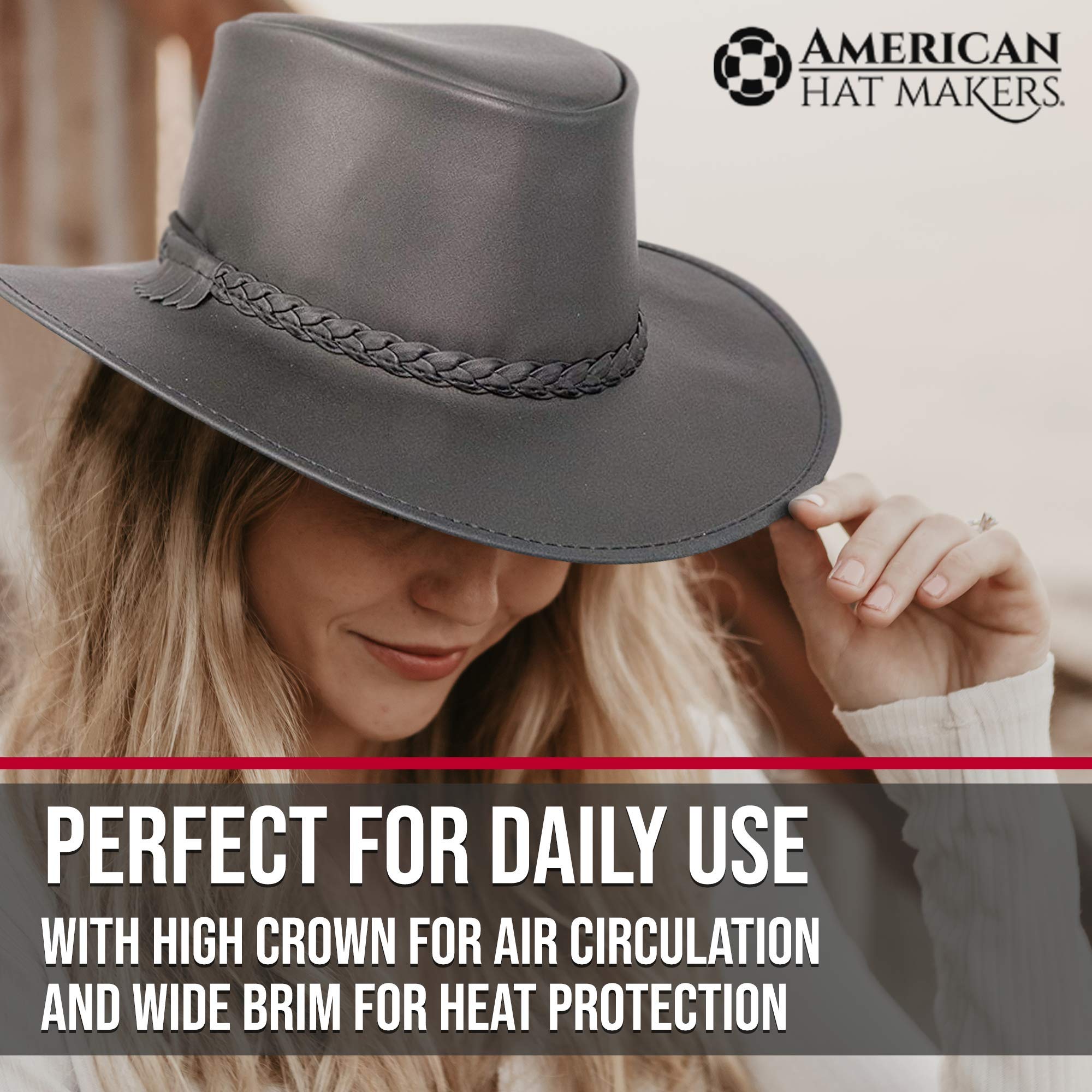 Premium Leather Outback Hat for Men & Women – Handcrafted Wide Brim Crusher Hat, Durable & Packable – Perfect for Hiking, Camping, and Outdoor Adventures