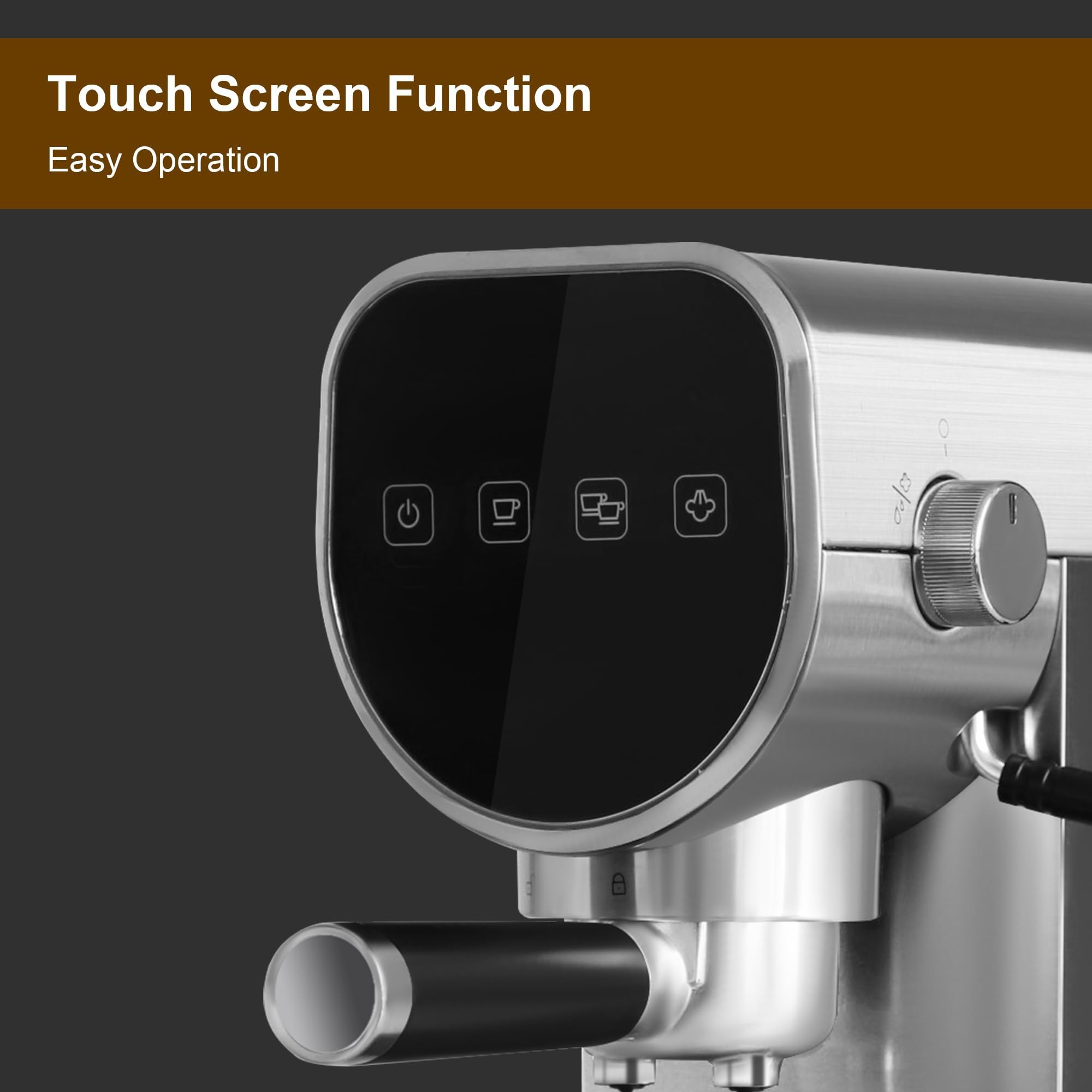 20 Bar Professional Espresso Machine for Home with Milk Frother Wand - Digital Touch Screen Coffee Maker, 30oz Removable Water Tank - Automatic Espresso & Cappuccino Maker for Latte, Americano - Perfect for Kitchen, Office, Coffee Shop & Gifts