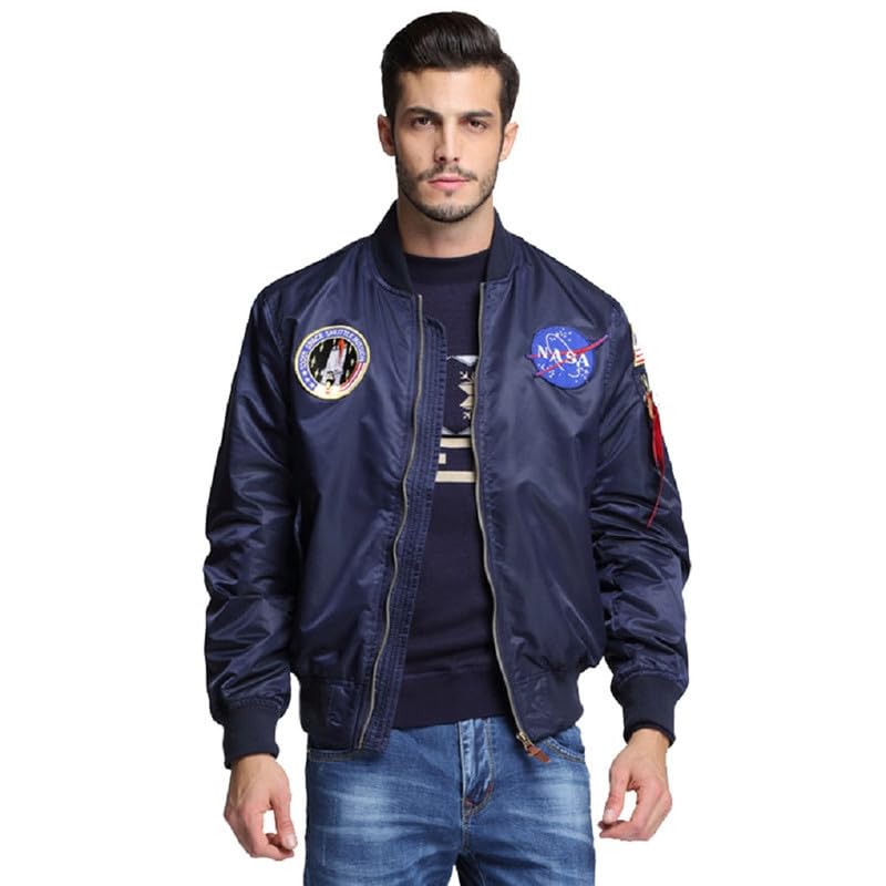 Shanghai Story Men's USA Flag Lightweight MA-1 Flight Bomber Jacket - Windproof Casual Jacket for Outdoor, Travel & Streetwear Fashion