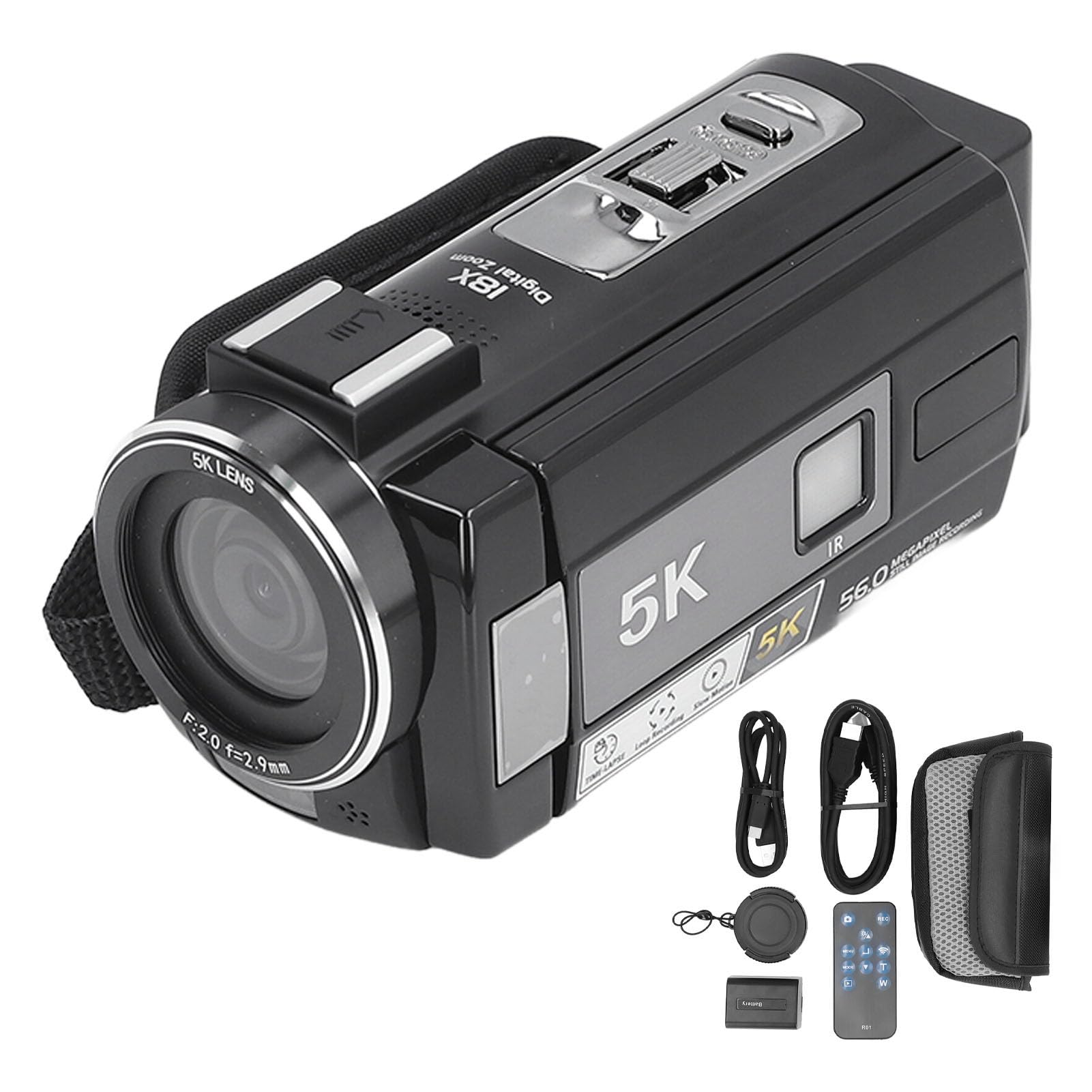 5K Vlogging Camera with 56MP, Autofocus & 18x Digital Zoom - WiFi Enabled 180° Rotatable Screen for YouTube, Travel & Family Photography