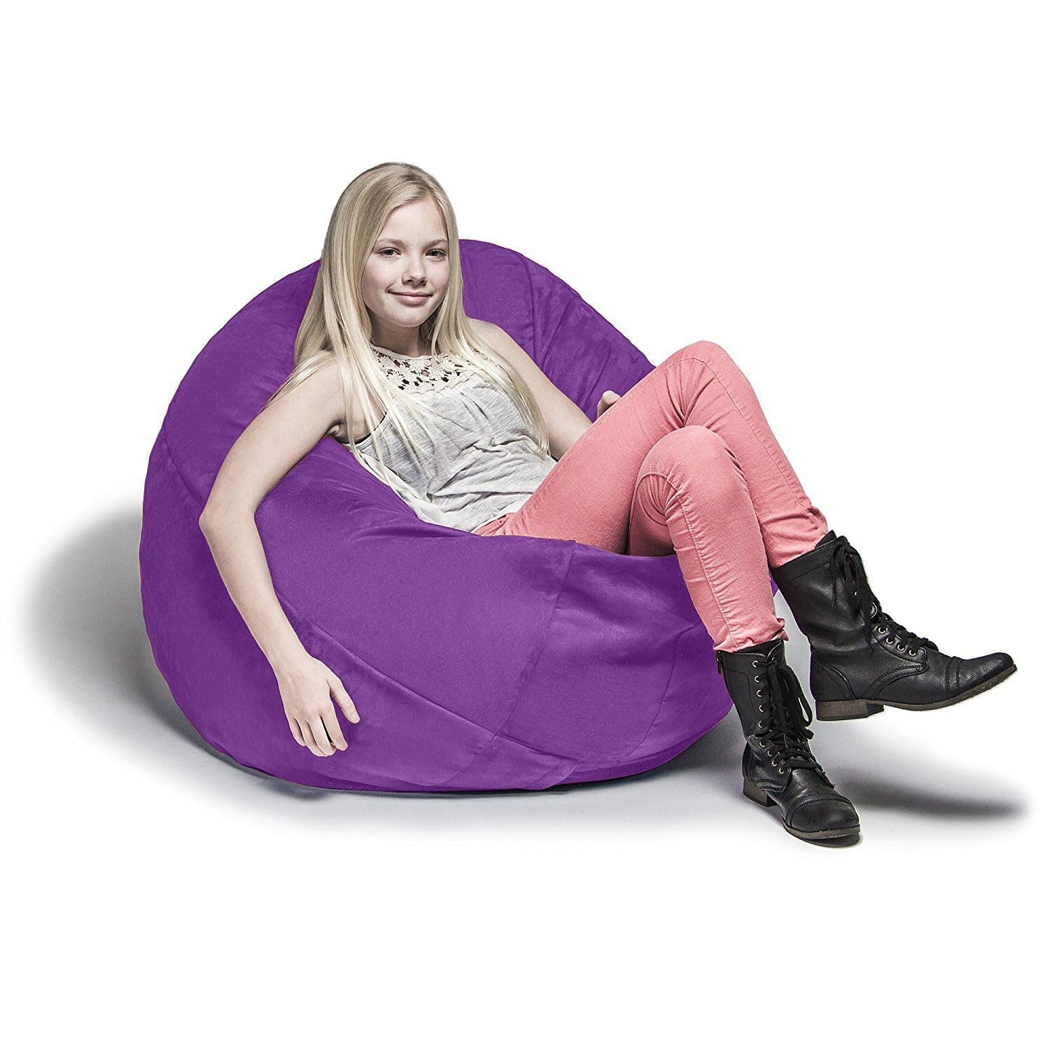 Jaxx Bean Bags Cocoon Junior Kids Microsuede Bean Bag Chair - 4 Feet Grape Purple | Comfortable Kids Reading Nook & Playroom Seating