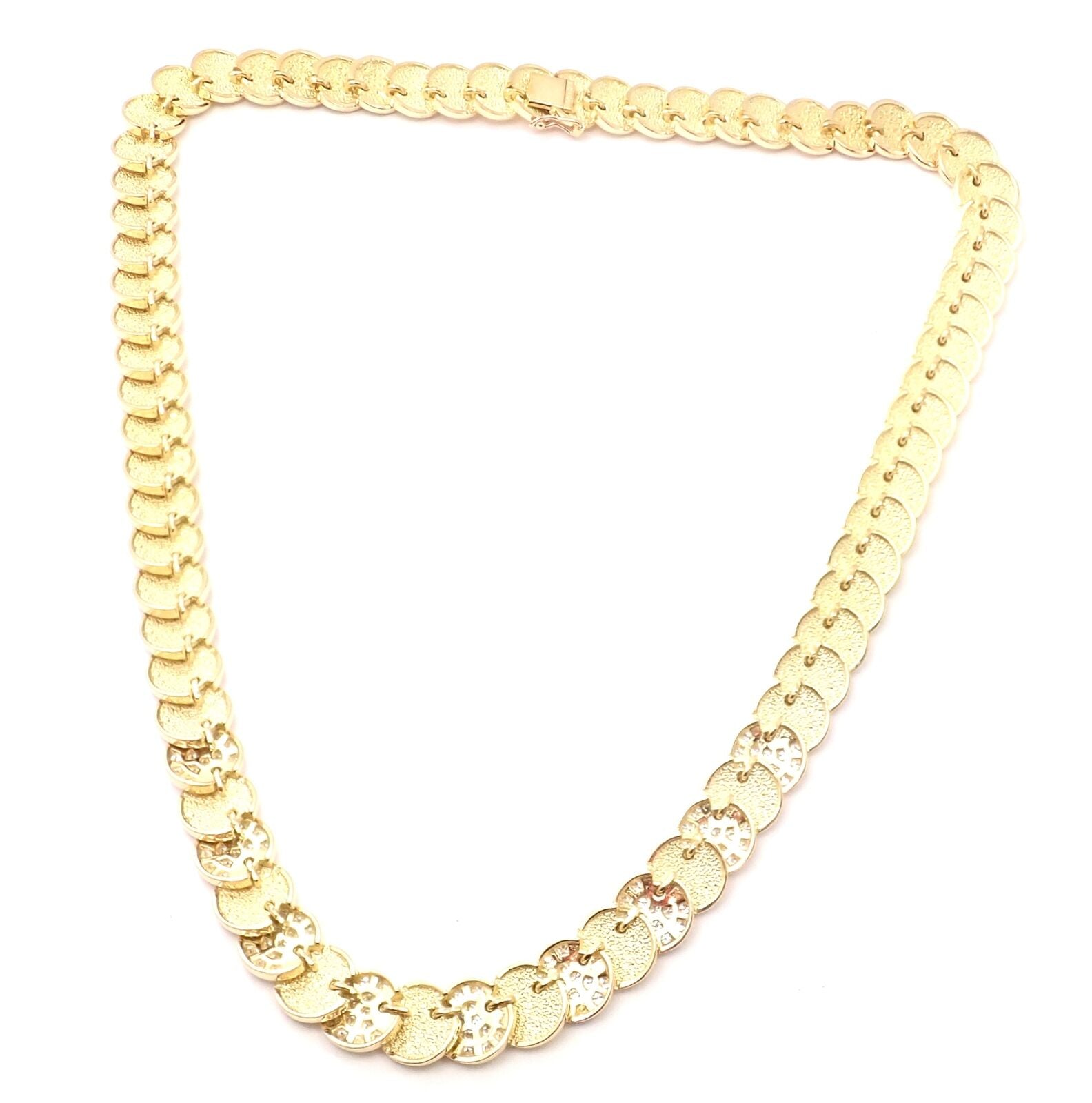 Vintage Van Cleef & Arpels 18k Yellow Gold Diamond Disc Necklace - Authentic Luxury Jewelry for Women, Perfect for Weddings, Anniversaries & Special Occasions