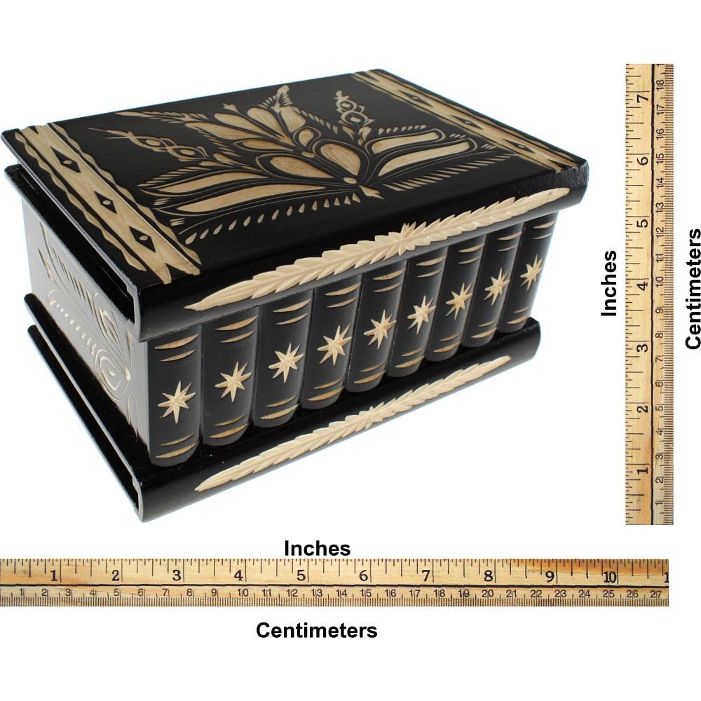 Extra Large Black Romanian Wooden Puzzle Box - Handcrafted Secret Storage for Jewelry, Cash & Collectibles | Unique Gift & Home Decor