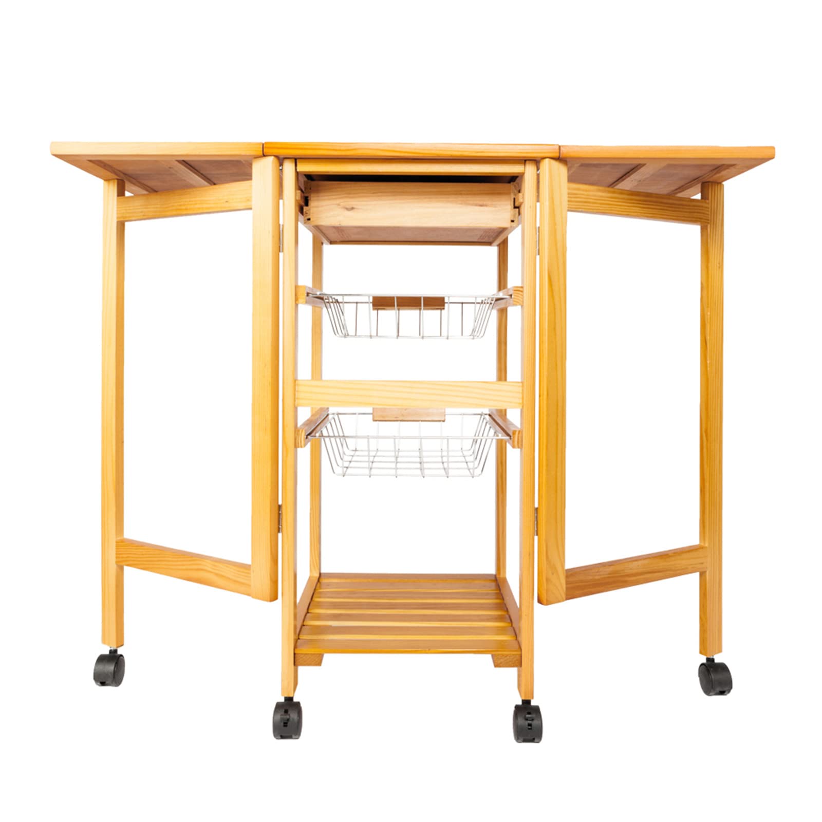 Keseno Portable Rolling Leaf Kitchen Storage Cart - 3-Tier Mobile Organizer for Kitchen, Dining Room, Office | Space-Saving Solution for Small Spaces, Pantry Organization & Office Supplies Storage