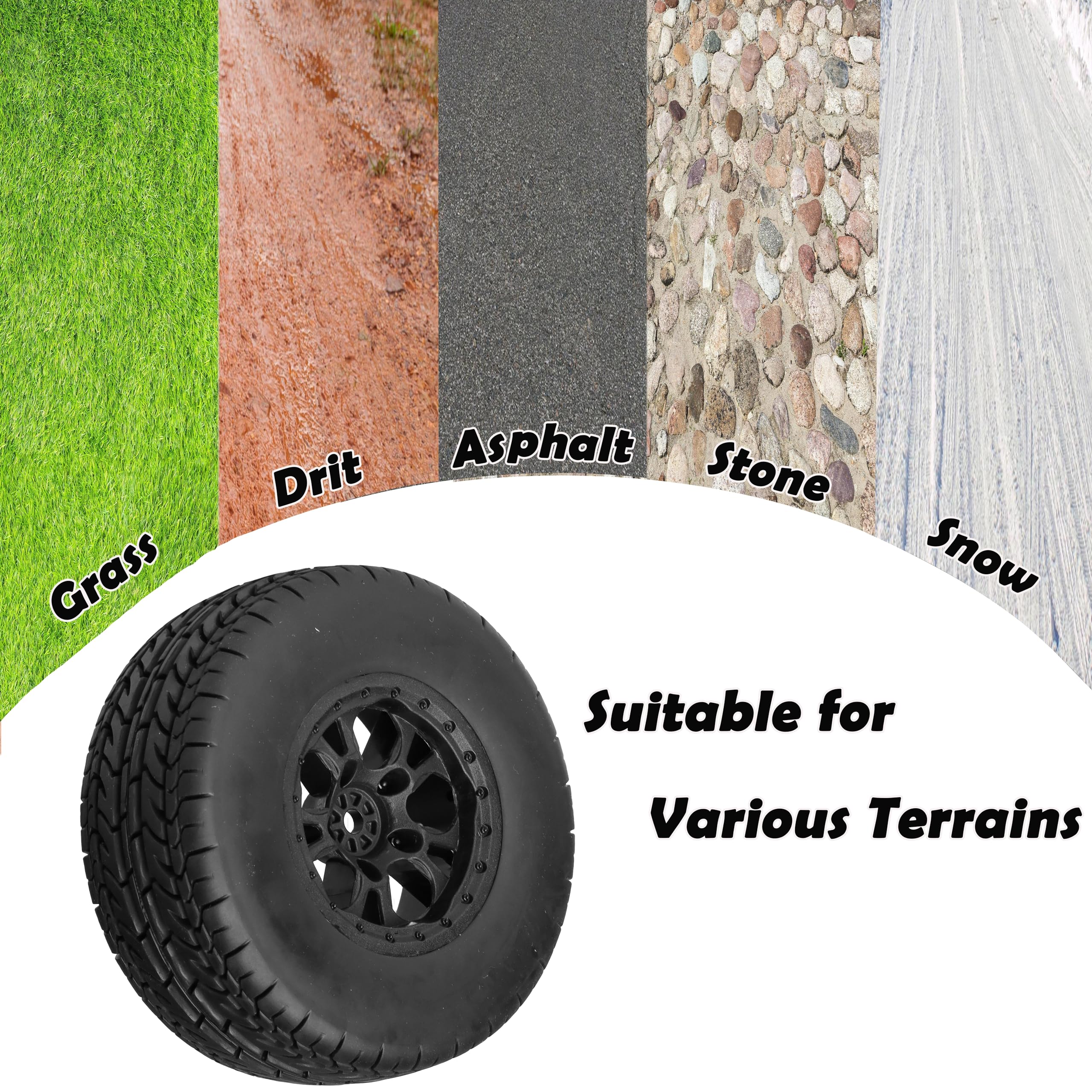 12mm Hex RC Wheels and Tires - 4PCS Pre-Glued 1/10 Scale Short Course Truck Tires & Wheels (4.25