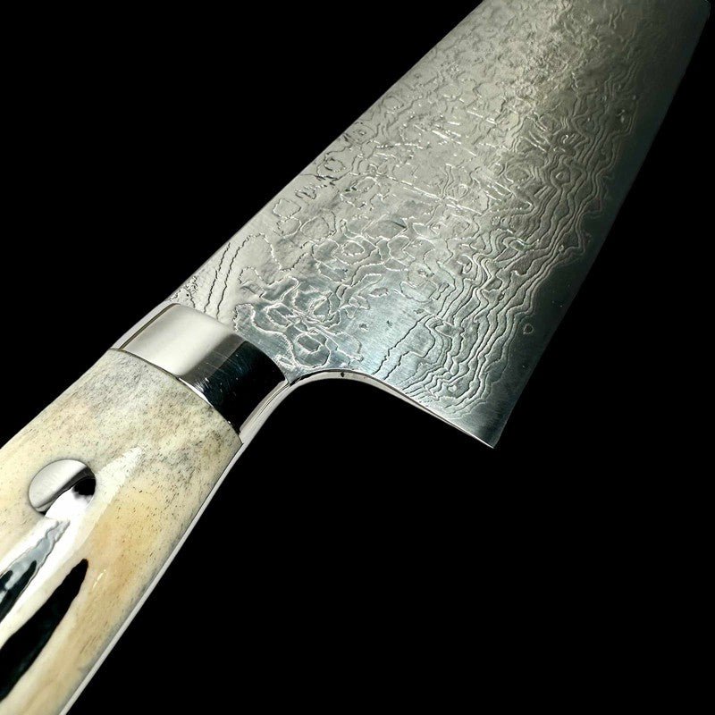 Premium Takeshi Saji SG2 Damascus Steel 170mm Nakiri Knife with Cow Horn Handle - Japanese Vegetable Knife for Professional Chefs & Home Cooking