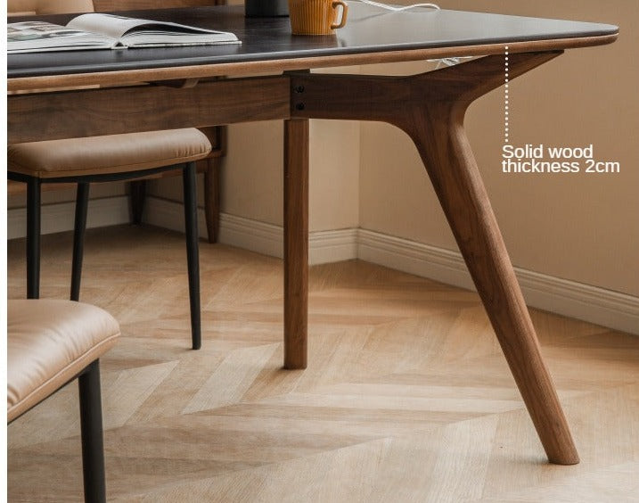 Premium Black Walnut Solid Wood Live Edge Rock Slab Dining Table - Rustic Farmhouse Style for Dining Room, Kitchen, or Outdoor Patio
