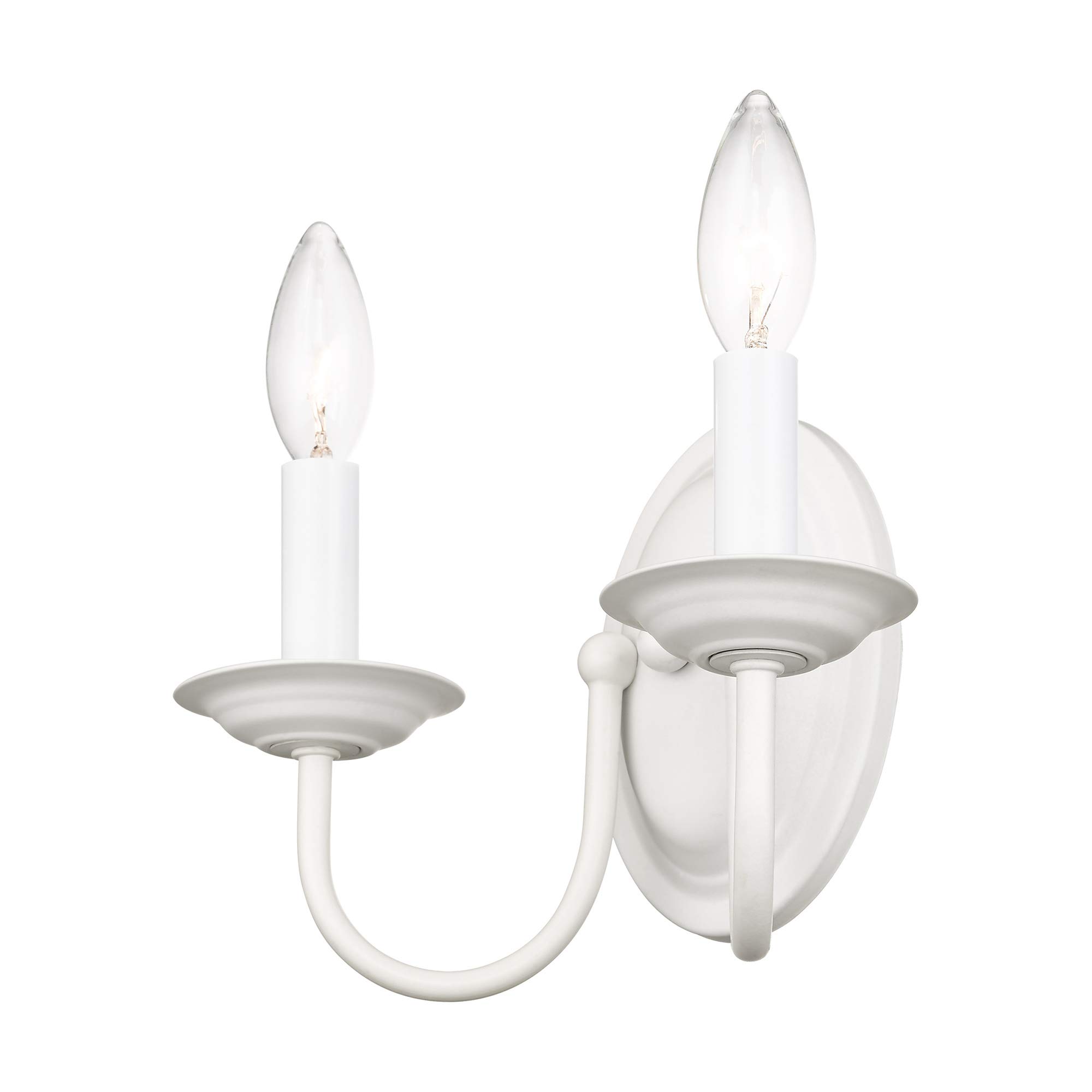 Livex Lighting 4152-03 Williamsburg 2-Light Wall Sconce in White - Elegant Indoor Wall Light Fixture for Living Room, Bedroom & Hallway
