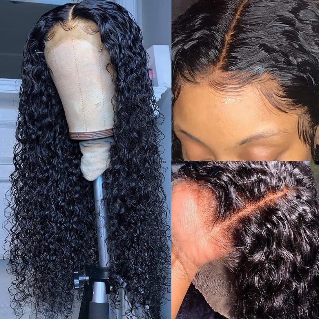 13x4 Deep Wave Lace Front Wigs Human Hair - Pre Plucked with Baby Hair for Black Women | 20 Inch Wet & Wavy Curly Lace Frontal Wig | Perfect for Daily Wear, Parties, Weddings & Special Occasions