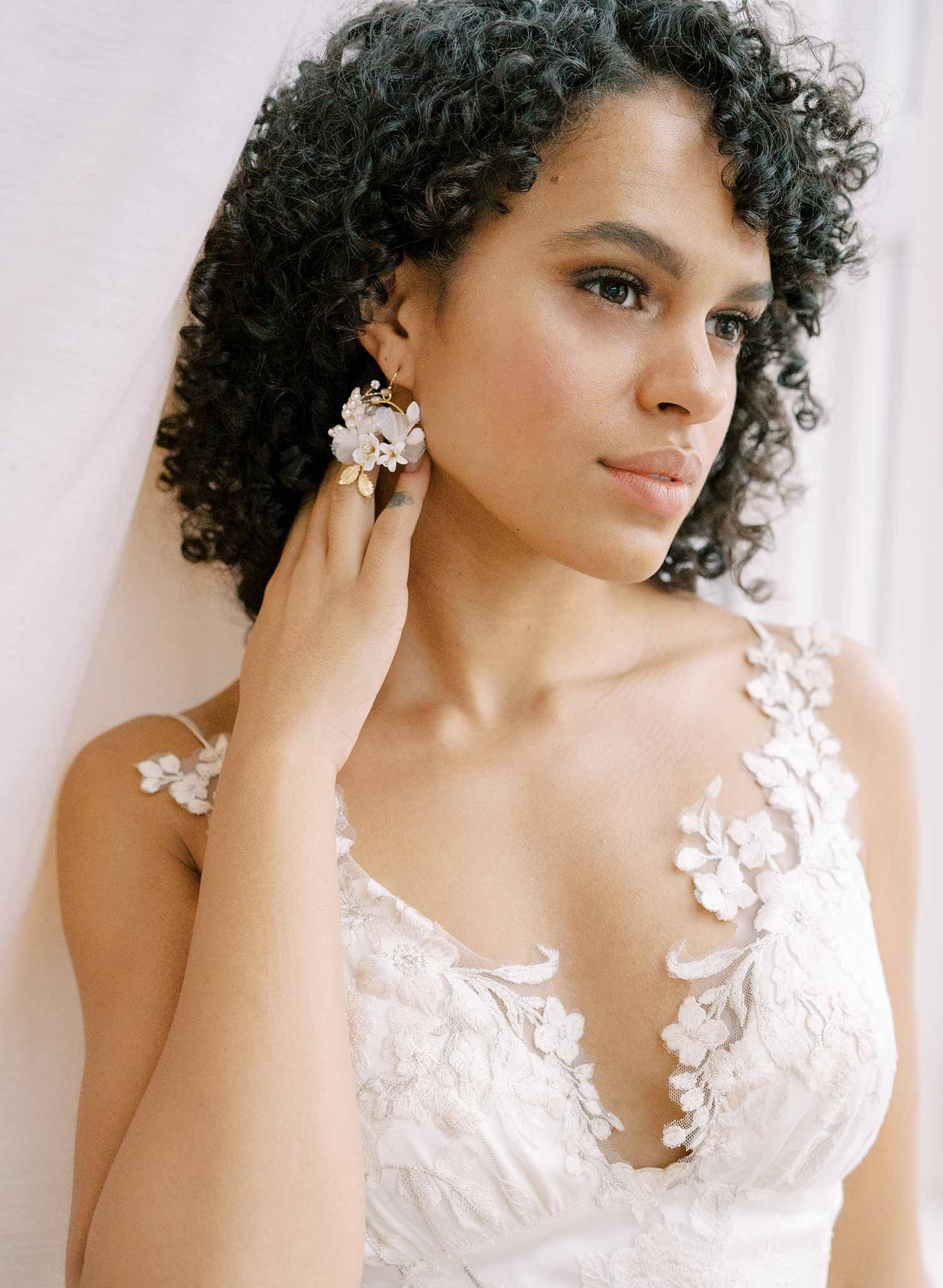 Petite Creamy Floral Bridal Earrings - Style #2102 | Elegant Wedding Jewelry for Brides, Bridesmaids & Special Occasions