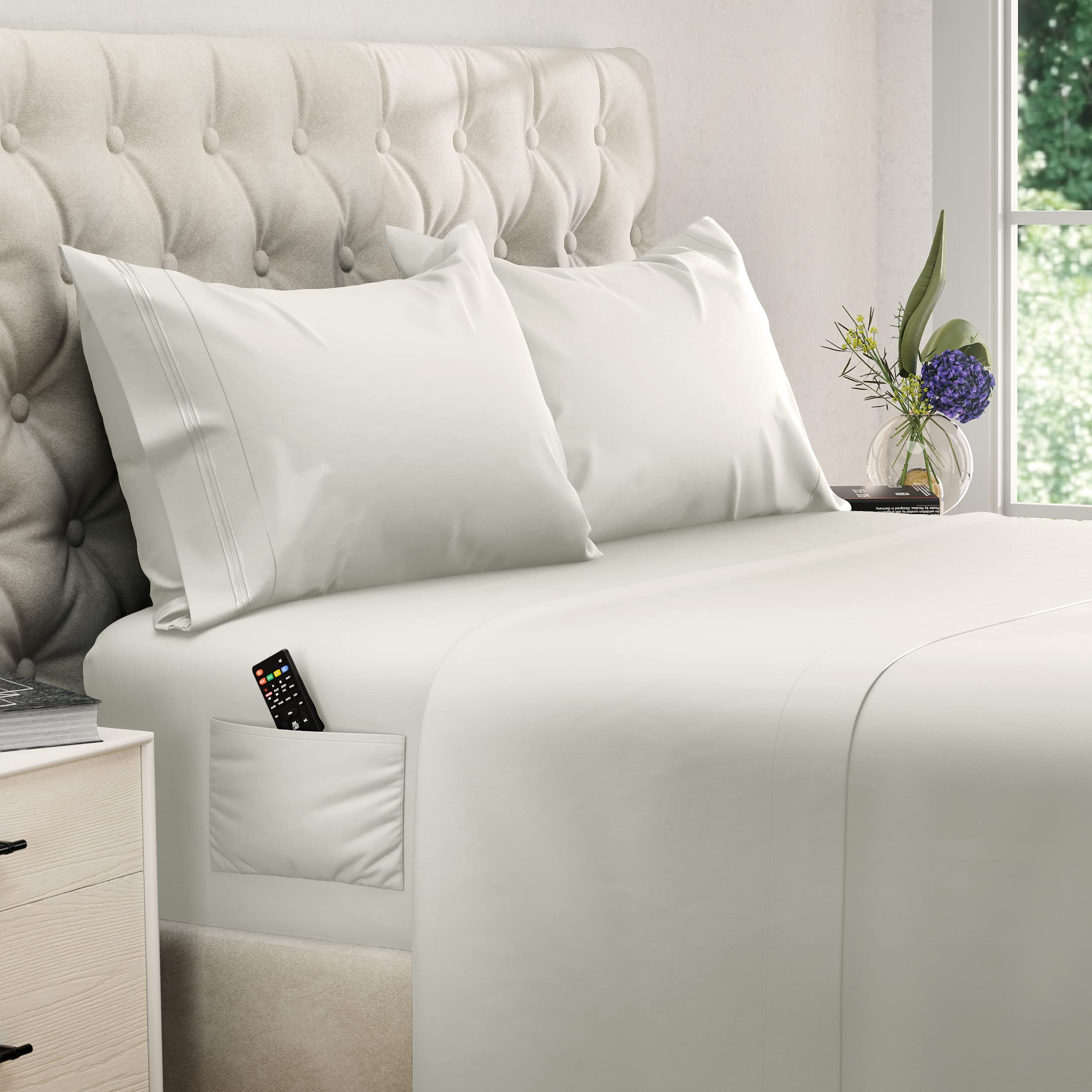 DREAMCARE Twin XL Sheet Set - 4pc Cooling Bed Sheets for Extra Long Twin XL Beds (21