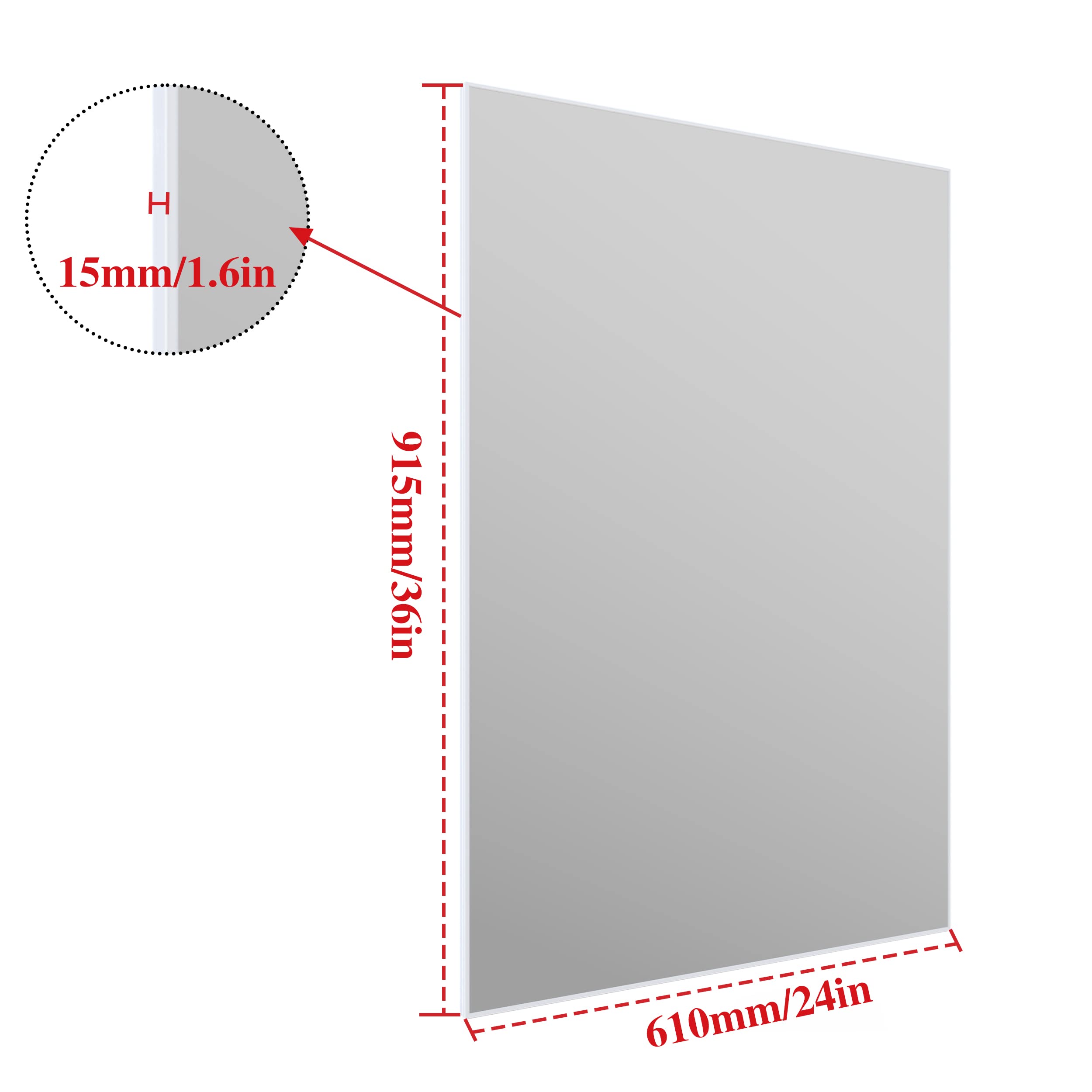 BEAUTME 36x24 Inch White Bathroom Mirror for Wall - Modern Rectangle Vanity Mirror with White Aluminum Frame, Shatterproof & Anti-Rust (Horizontal/Vertical) - Perfect for Bathroom, Bedroom, Dressing Room & Home Decor