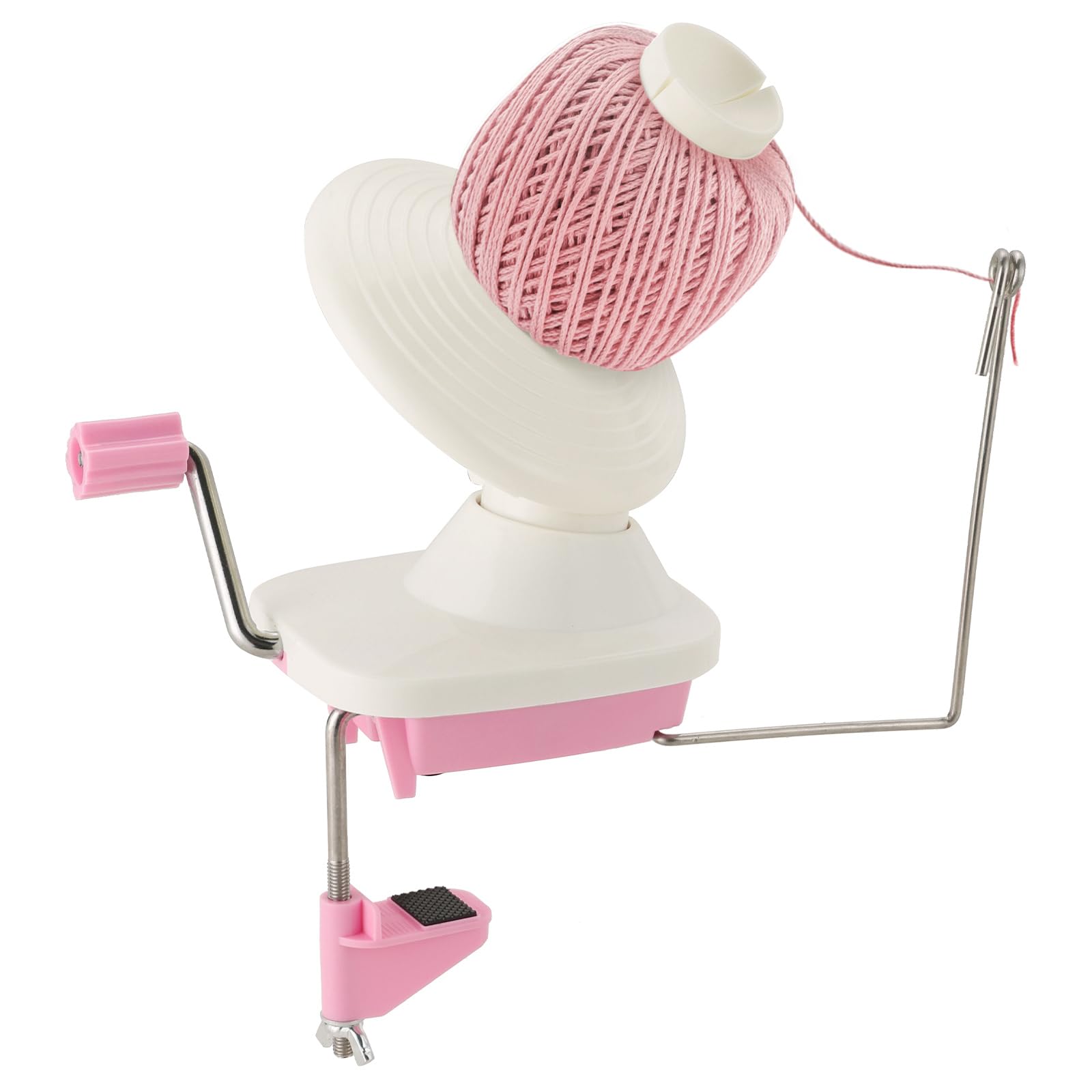 NATGAI Manual Yarn Ball Winder - Hand Operated Yarn Cake Maker for Knitting & Crocheting - Pink Wool Yarn Swift Holder for DIY Needlecraft, Fiber String Winding (Perfect for Home Crafting & Gift Making)