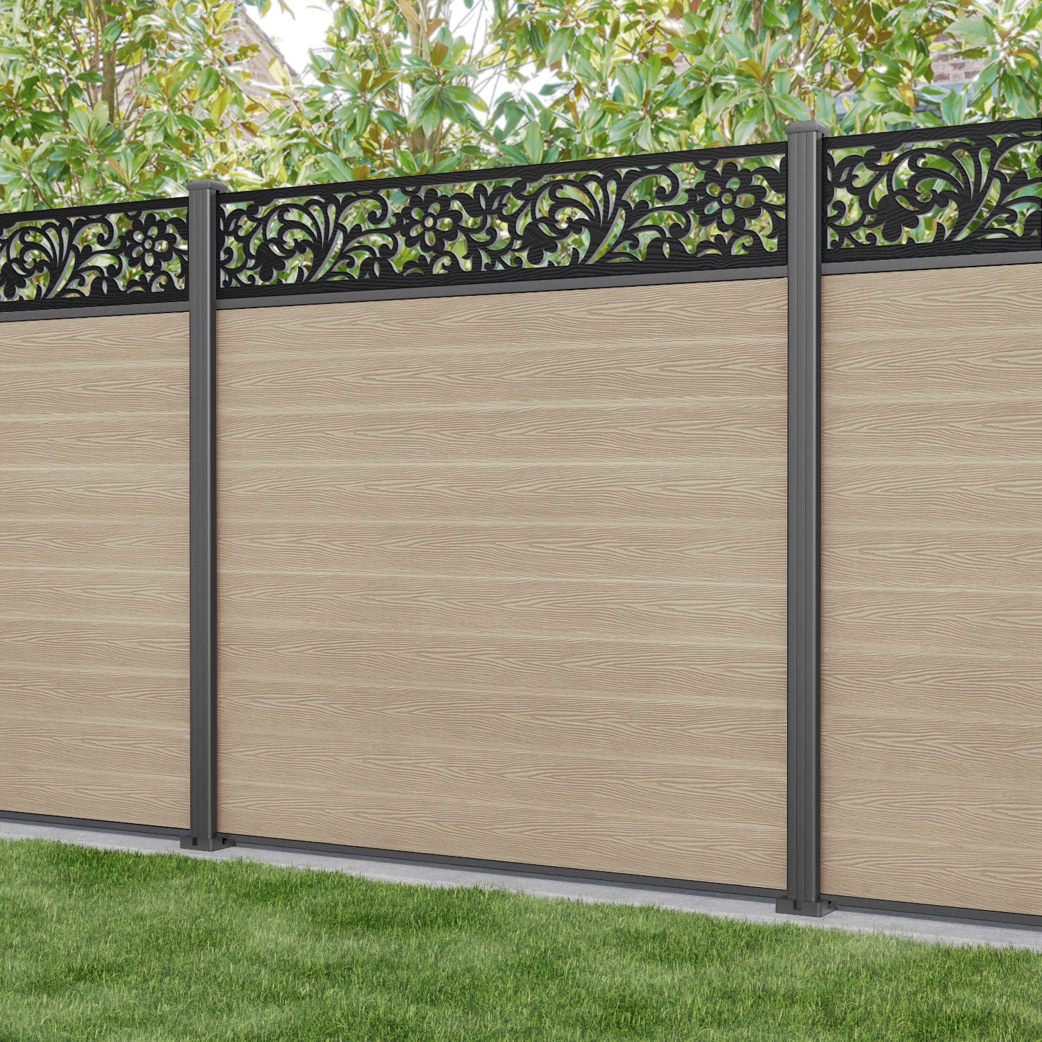 Classic Eden Fence Panel Light Oak - Aluminum Post Included | Durable Garden Fence for Backyard, Patio & Outdoor Privacy | Weather-Resistant Wooden Fencing Solution