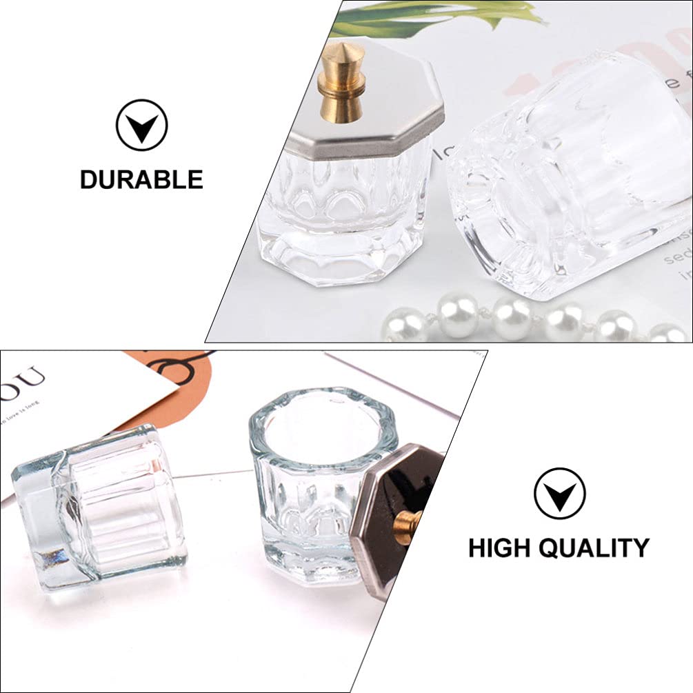 3pcs Octagonal Nail Art Cups - Stainless Steel Dappen Dishes for Acrylic Liquids & Manicure - Salon & Home Use