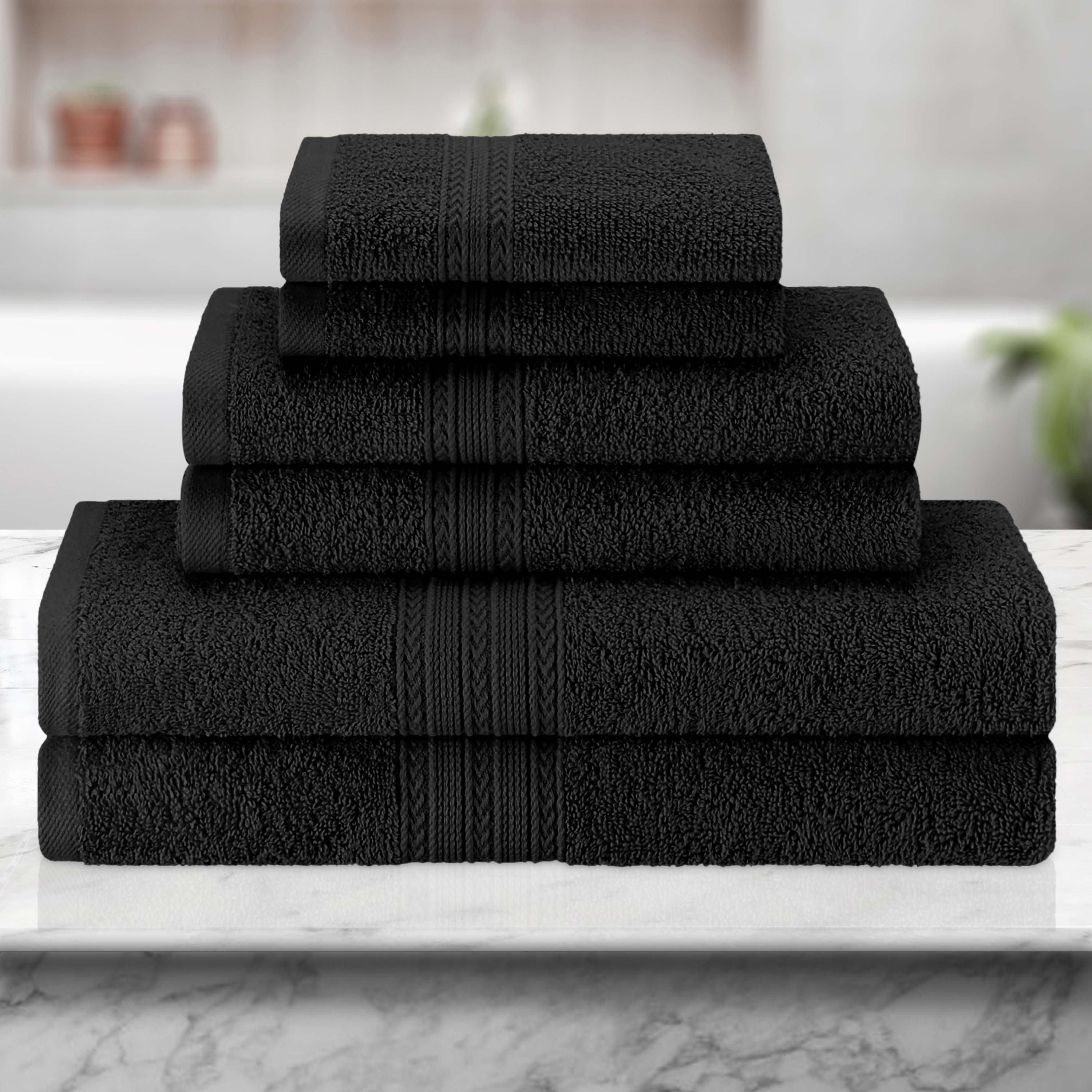 Premium 6-Piece Eco-Friendly Cotton Ring Spun Bath Towel Set - Soft, Absorbent & Sustainable for Spa, Gym, and Luxury Bathroom Use