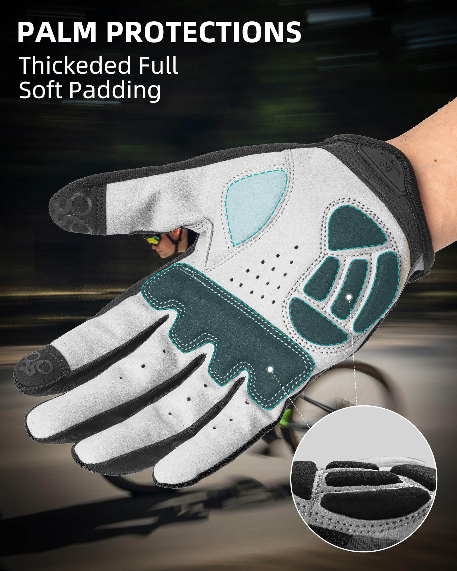 ROCKBROS Cycling Gloves for Men & Women - Breathable Gel Padded Road & Mountain Bike Gloves - Touchscreen Anti-Slip MTB Gloves for Cycling, Workout & Outdoor Sports - Perfect for Road Biking, Mountain Trails & Fitness Training