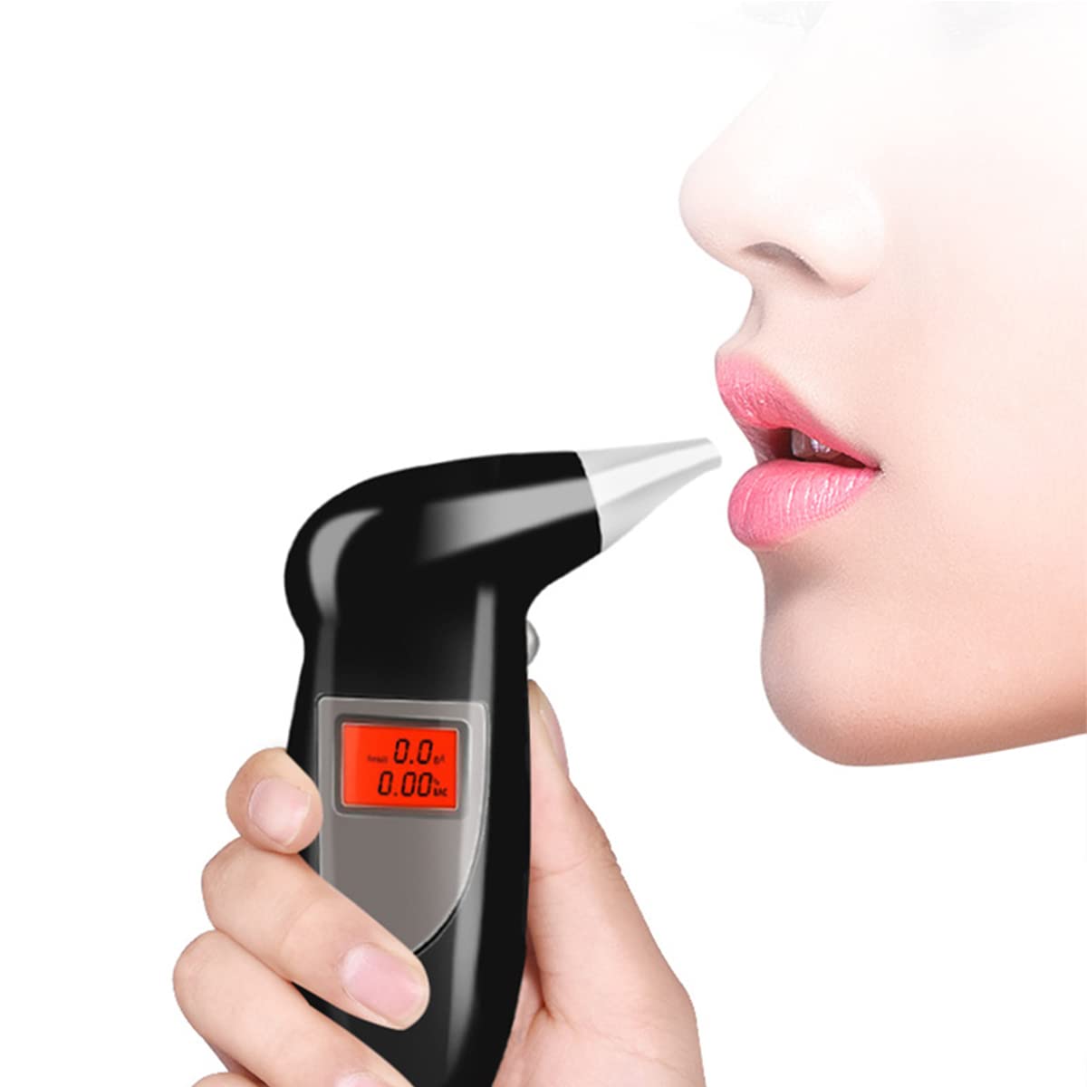 Professional Breathalyzer Alcohol Tester with LCD Display & 5 Mouthpieces - Portable BAC Tester for Drivers, Personal Use, Workplace Safety & Home Monitoring
