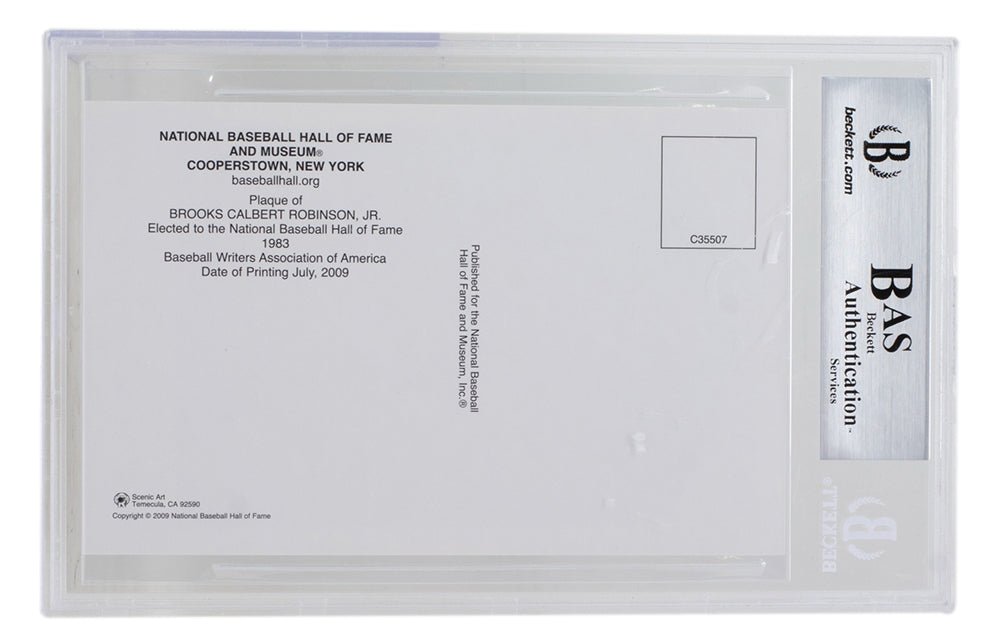 Brooks Robinson Autographed Baltimore Orioles Hall of Fame Plaque Postcard - BAS 097 - Certified Slabbed Collectible for Baseball Memorabilia Displays & Fan Collections