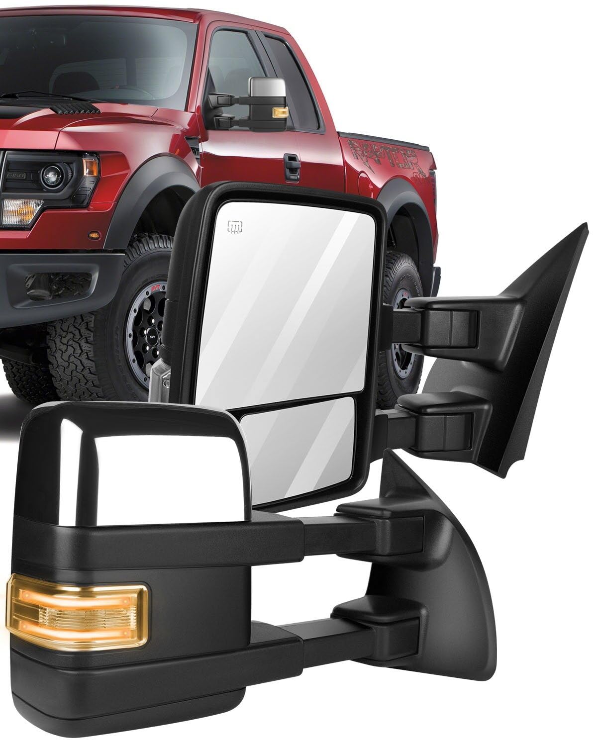 ECCPP Power Heated Towing Mirrors with Puddle Lights for Ford F-150 (2004-2014) | ADP06518701S | Enhanced Visibility & Safety for Towing, Parking & Night Driving