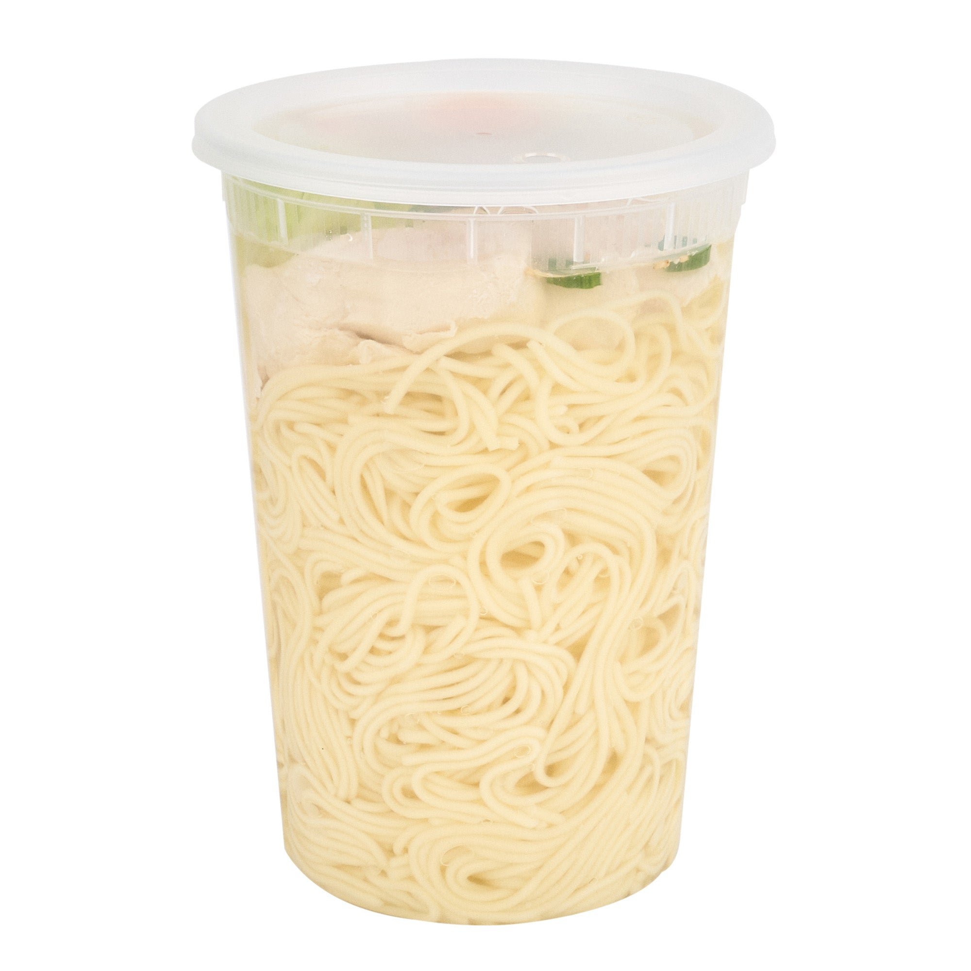 48 oz Round Clear Plastic Soup Containers with Lids - 100 Count Bulk Pack (5