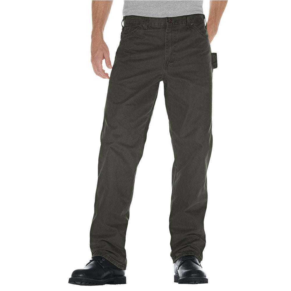 Dickies DU336 Sanded Duck Carpenter Work Pants for Men - Durable Safety Workwear with Moss Color - Ideal for Construction, Carpentry, and Heavy-Duty Jobs