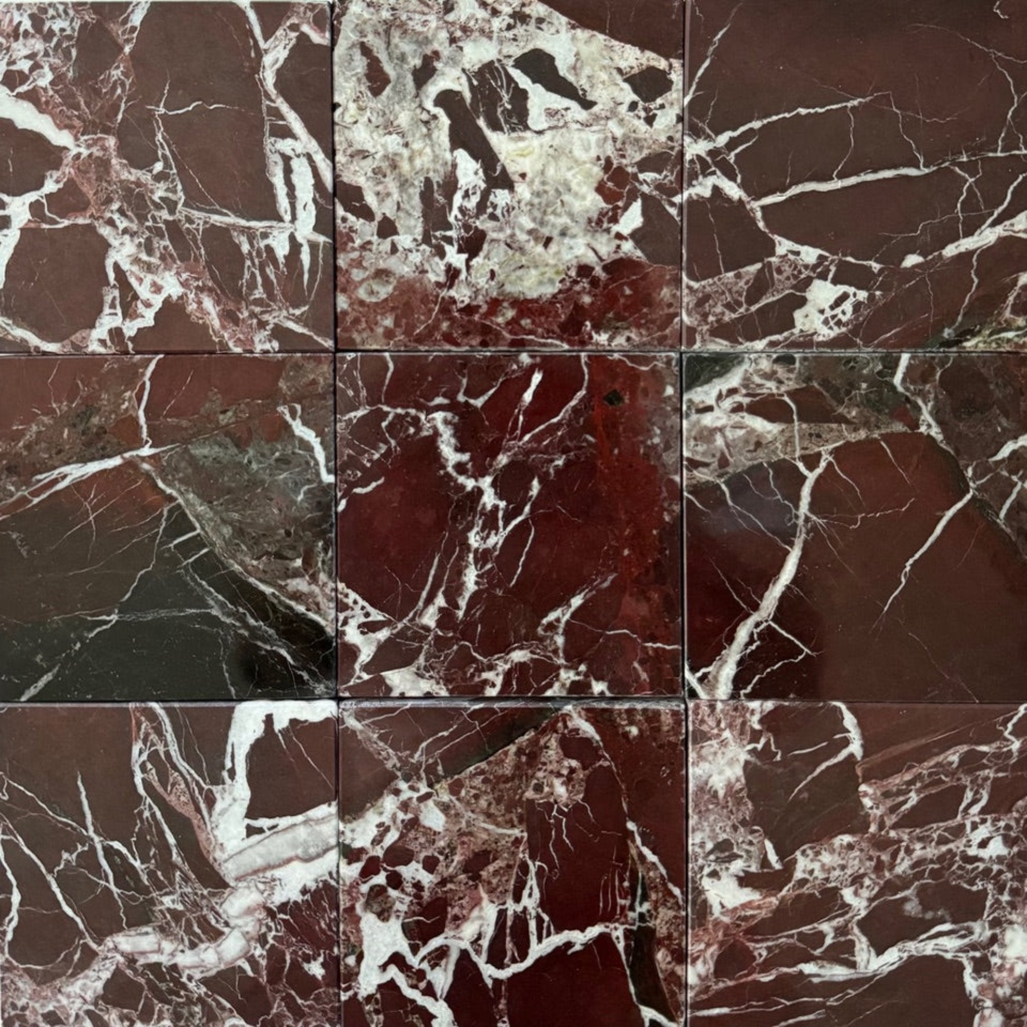 Premium Rosso Levanto 12x12 Inch Polished Marble Tile - Elegant Flooring & Wall Decor for Bathroom, Kitchen Backsplash, and Luxury Interior Design