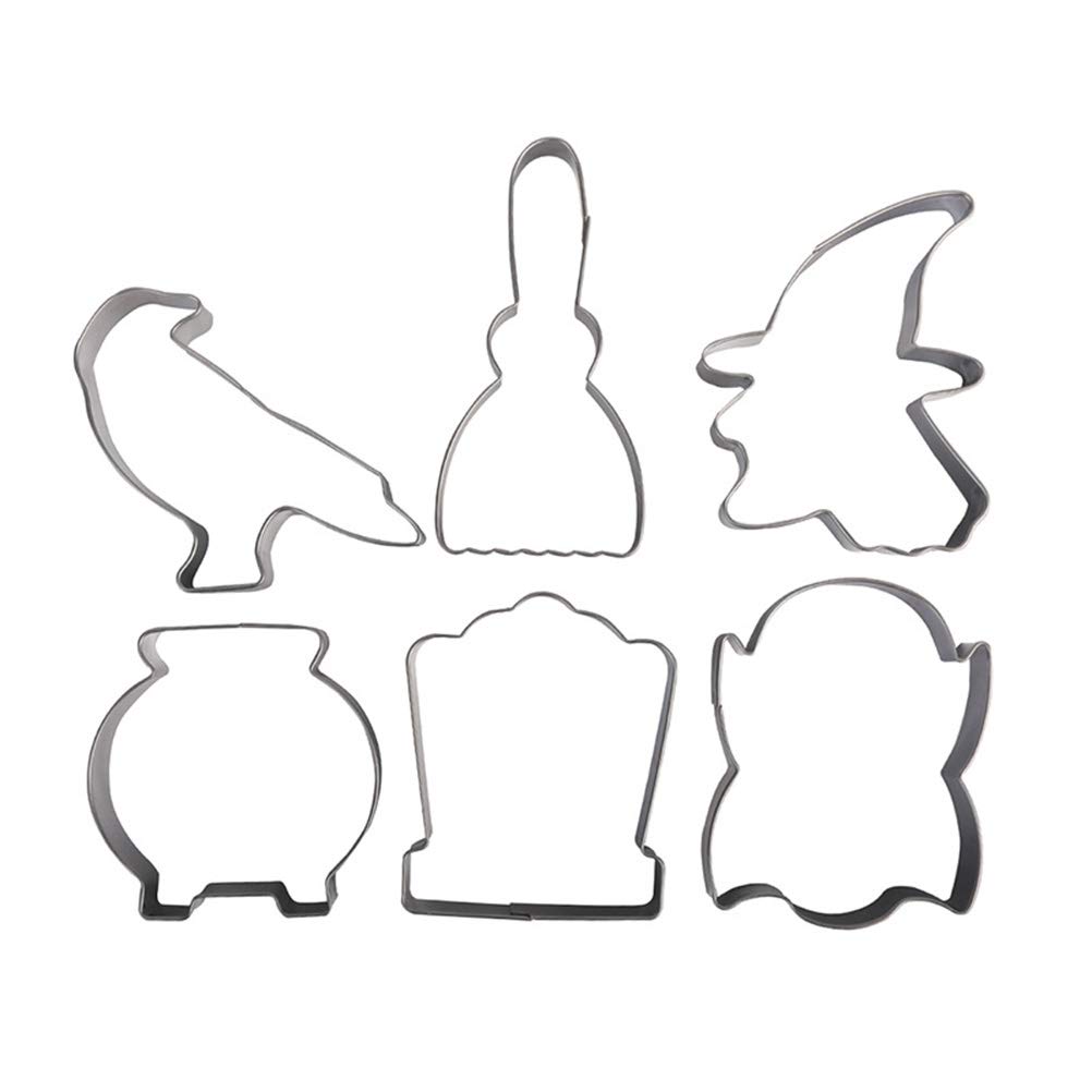 iFundoM 6-Piece Halloween Cookie Cutters Set - Stainless Steel Fondant & Biscuit Molds for DIY Baking - Perfect for Halloween Party Treats, Cupcake Decorations & Spooky Desserts