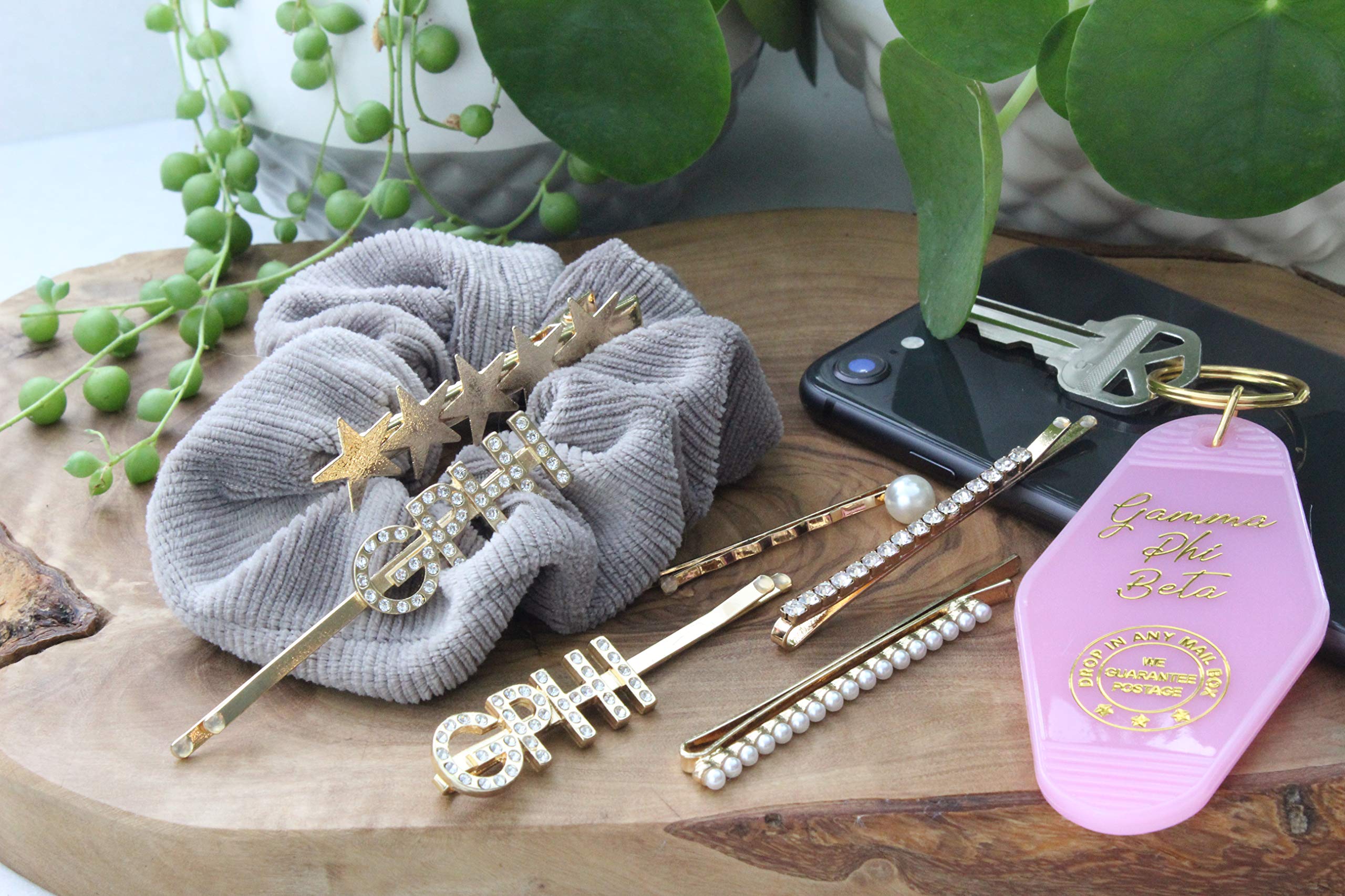 Gamma Phi Beta Sorority Hair Clips - 6 Pack Hair Barrettes for Women & Girls - Perfect for Sorority Events, College Parties & Everyday Styling