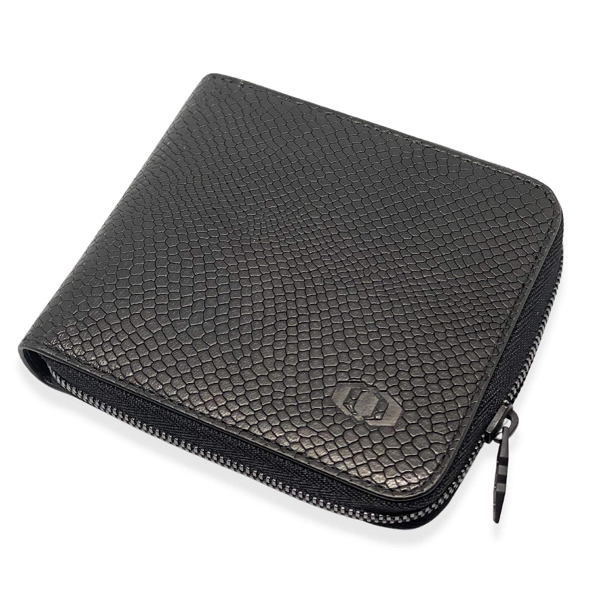 ColdFire Snake Eye Big Zip Around Men’s RFID-Blocking Wallet - Handmade European Leather Wallet with Coin Pocket & 4 Card Slots - Perfect for Travel, Business & Everyday Use