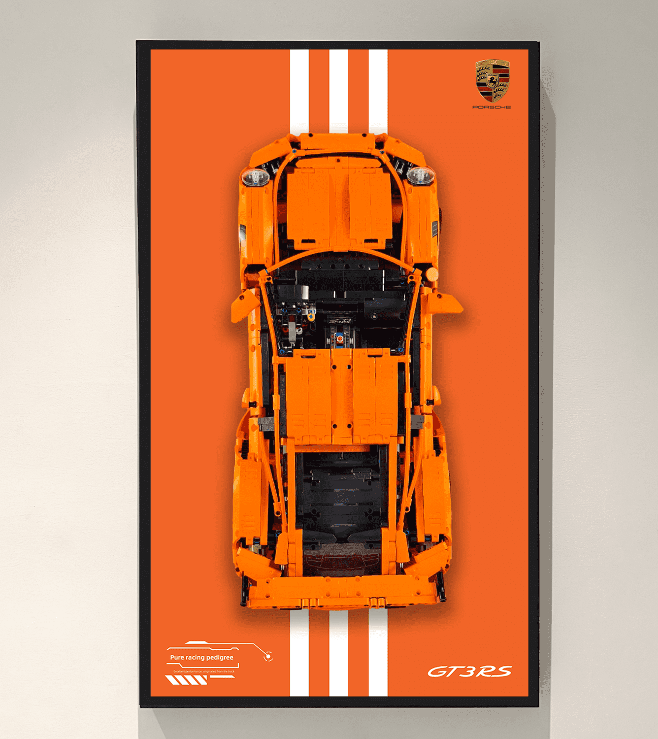 LEGO Technic 42056 Porsche 911 GT3 RS Wall Display Frame - Premium Showcase for LEGO Car Models - Perfect for Home Office Decor & Collector's Display