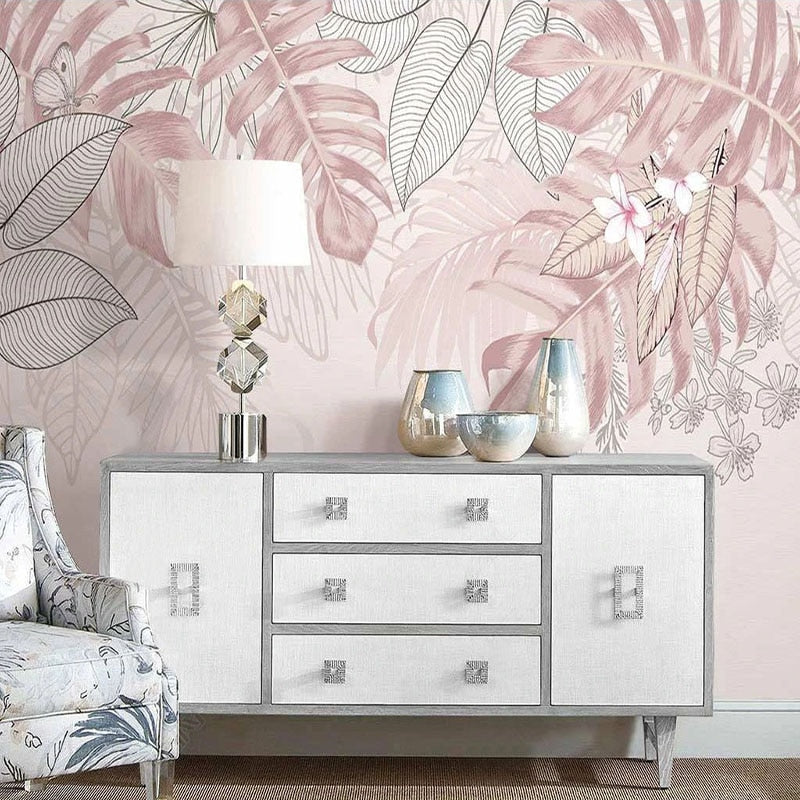 Tropical Plants Leaves Wallpaper - Vibrant Green Leaf Peel & Stick Wallpaper for Living Room, Bedroom, Nursery | Eco-Friendly Removable Wall Decor for Home & Office