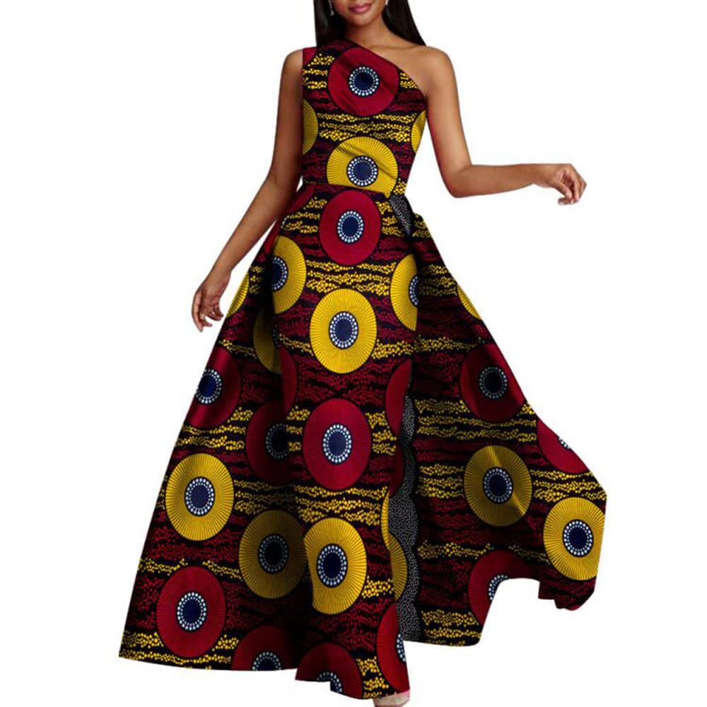 Stylish African Print Dashiki Dress for Women - One Shoulder Long Maxi Dress with Swallow Tail Design | Perfect for Parties, Weddings & Cultural Events