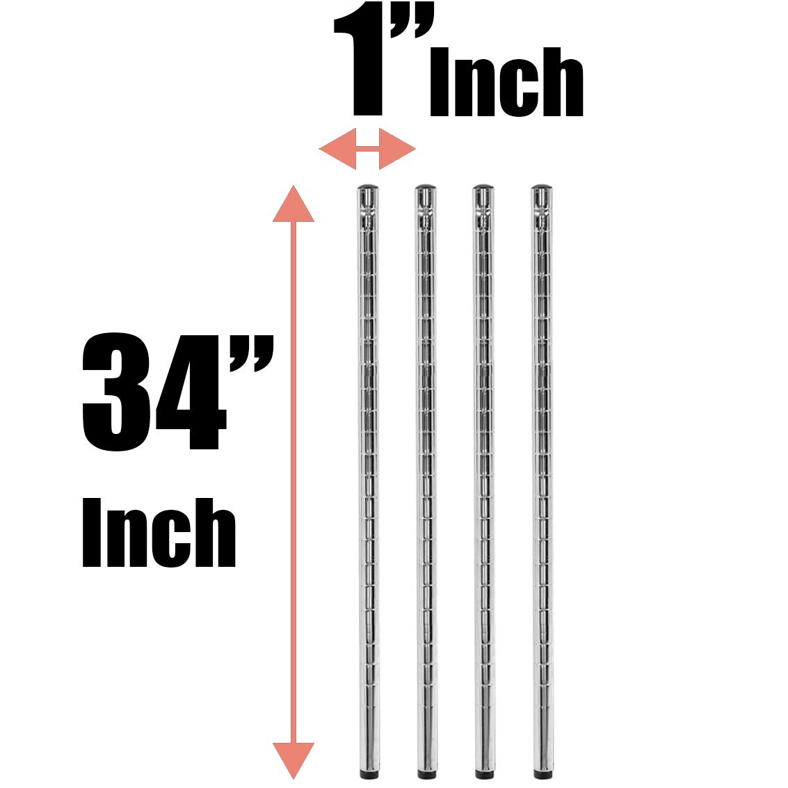 Heavy Duty Chrome Wire Shelving Posts - Pack of 4 | 34