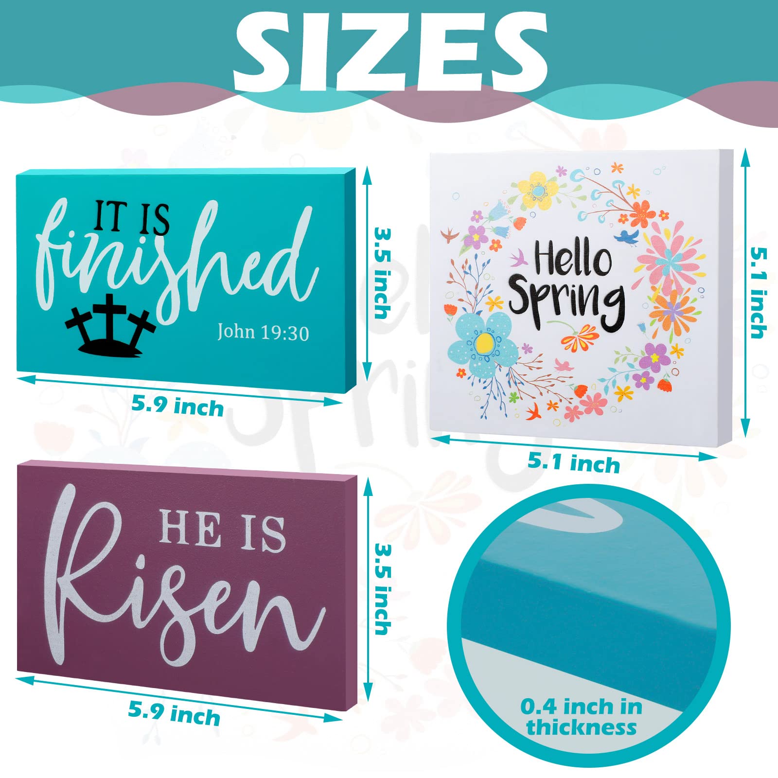 3-Piece Easter 'He Is Risen' Wooden Tiered Tray Decor Set - Spring Table Centerpiece, Farmhouse Home Decor for Easter Party, Holiday Celebration & Seasonal Display