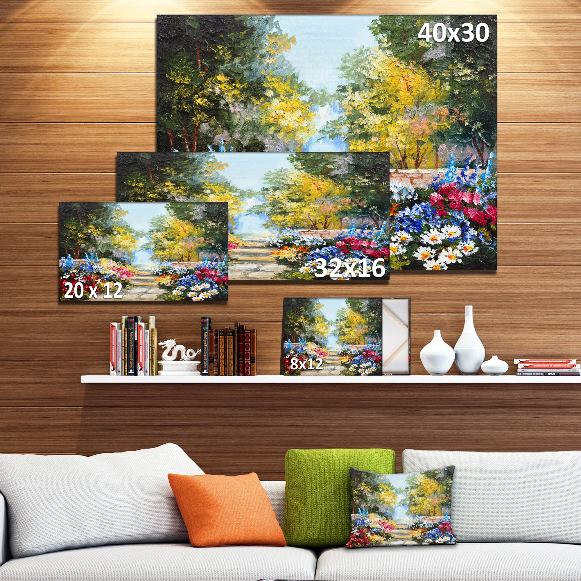 Summer Forest with Flowers Landscape Art Print Canvas - Nature Wall Decor for Living Room, Bedroom & Office
