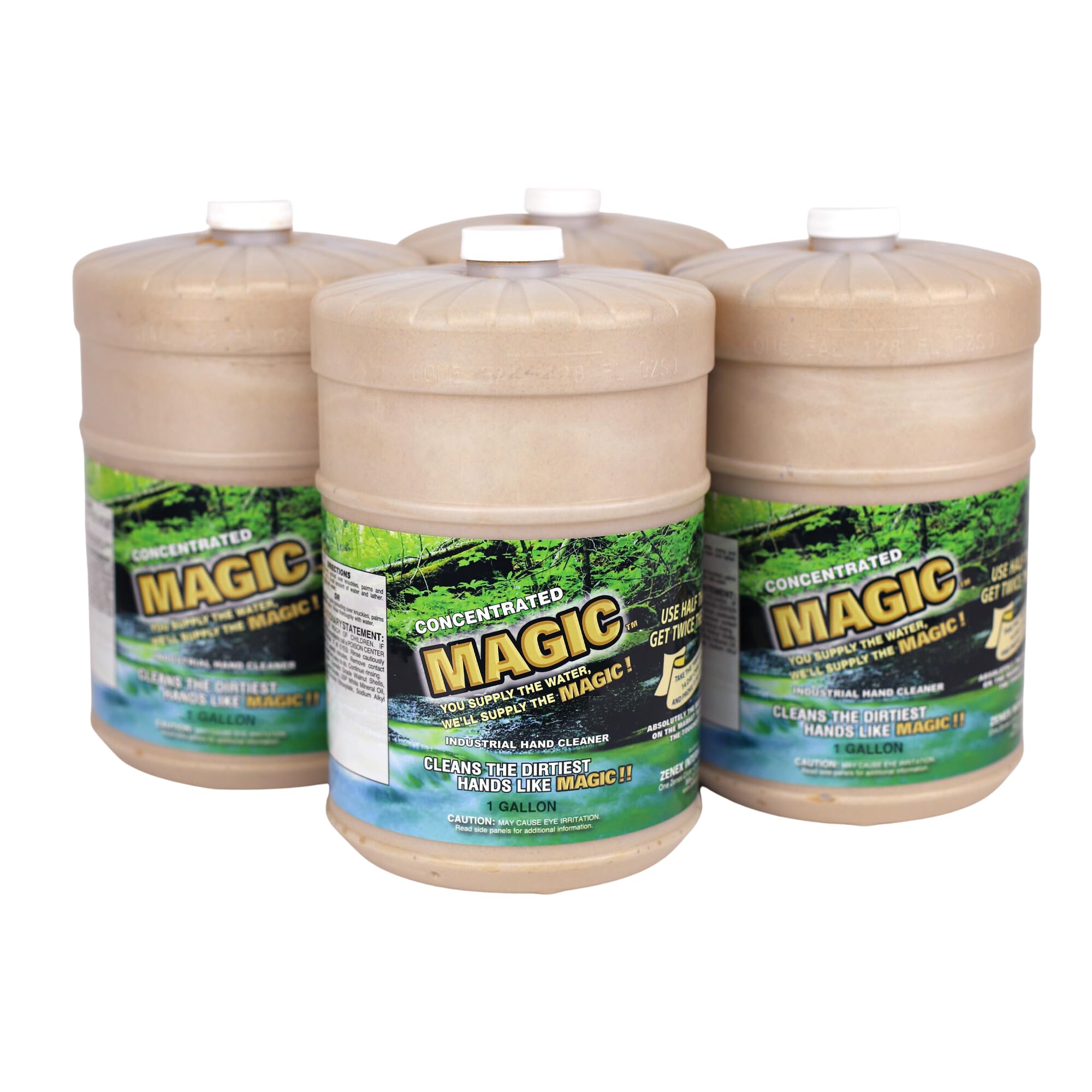 Zenex Magic Hand Soap - Heavy Duty Industrial Hand Cleaner for Mechanics & Auto Repair | Walnut Shell Scrubber Removes Grease, Oil, Ink & Paint | Moisturizing Formula | 1 Gallon (4 Pack) | Ideal for Garage, Workshop & DIY Projects