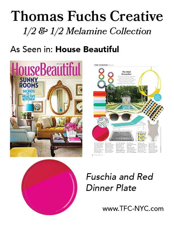 Premium 4-Piece Melamine Bowl Set - 1/2 & 1/2 Fuchsia/Red Design by Thomas Fuchs Creative | Durable & Stylish Serving Bowls for Salads, Snacks, Parties & Outdoor Dining