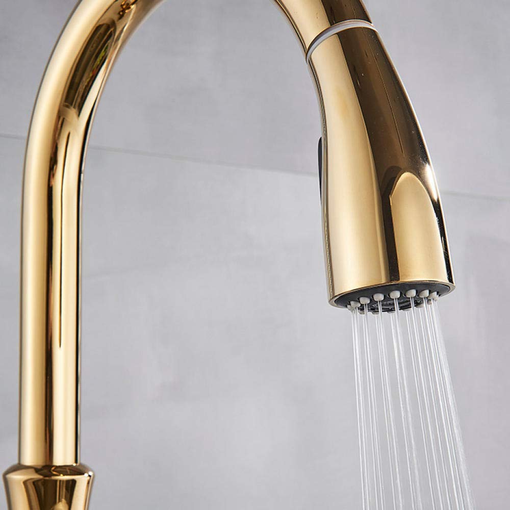 Gold Pull Out Kitchen Faucet - Single Lever Sprayer for Bathroom & Kitchen Sink