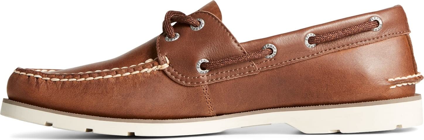 Sperry Men's Leeward 2-Eye Cascade Boat Shoes - Brown Leather Casual Slip-Ons for Sailing, Walking & Everyday Comfort