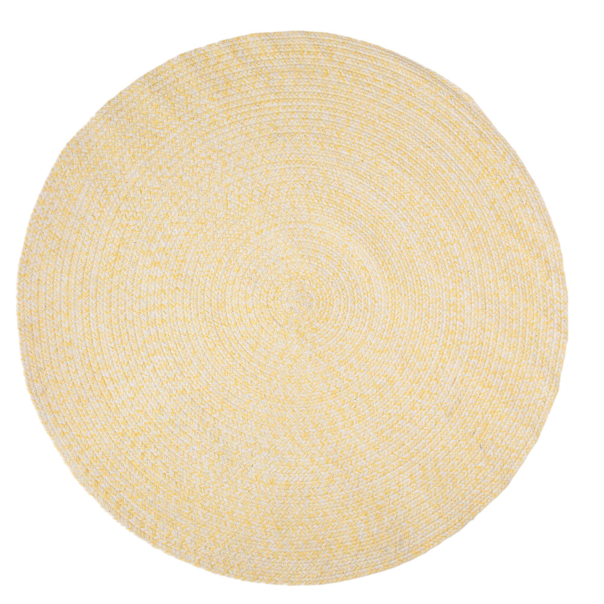Farmhouse Braided Cotton Reversible Area Rug - 6' Round Yellow & White - Perfect for Kitchen, Living Room & Bedroom Decor